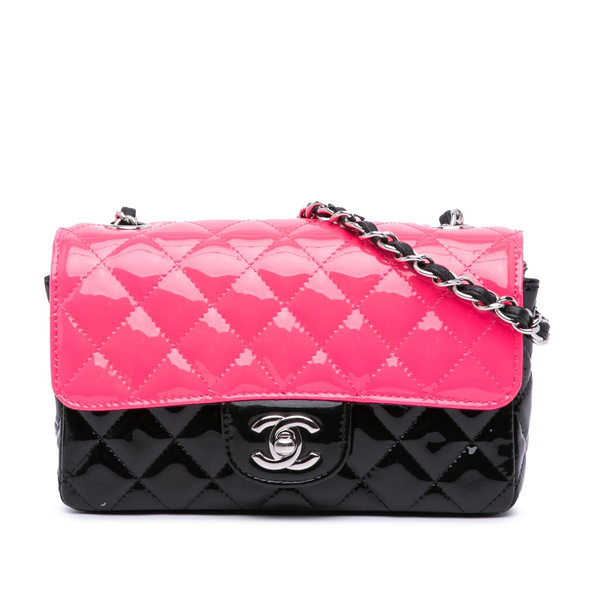Chanel Mini Rectangular Classic Bicolor Patent Single Flap