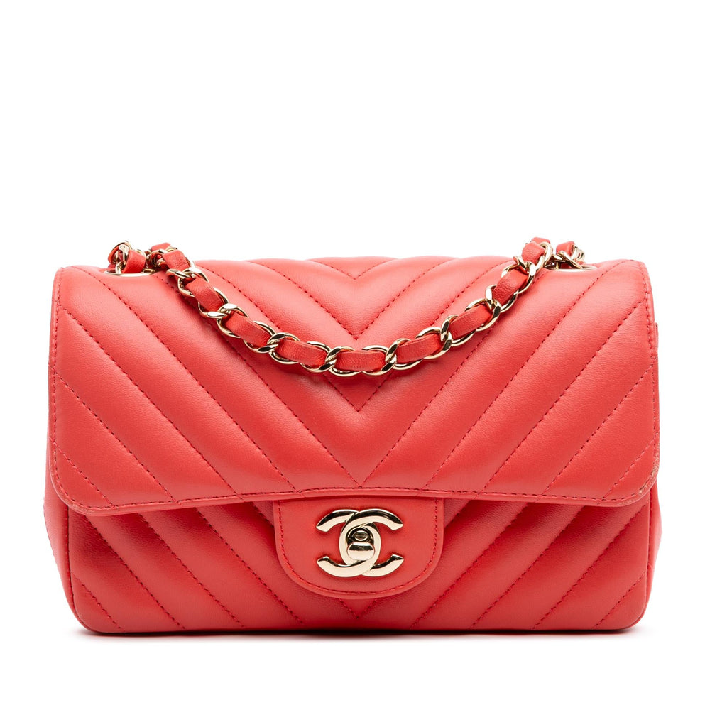 Chanel Mini Rectangular Classic Chevron Lambskin Single Flap