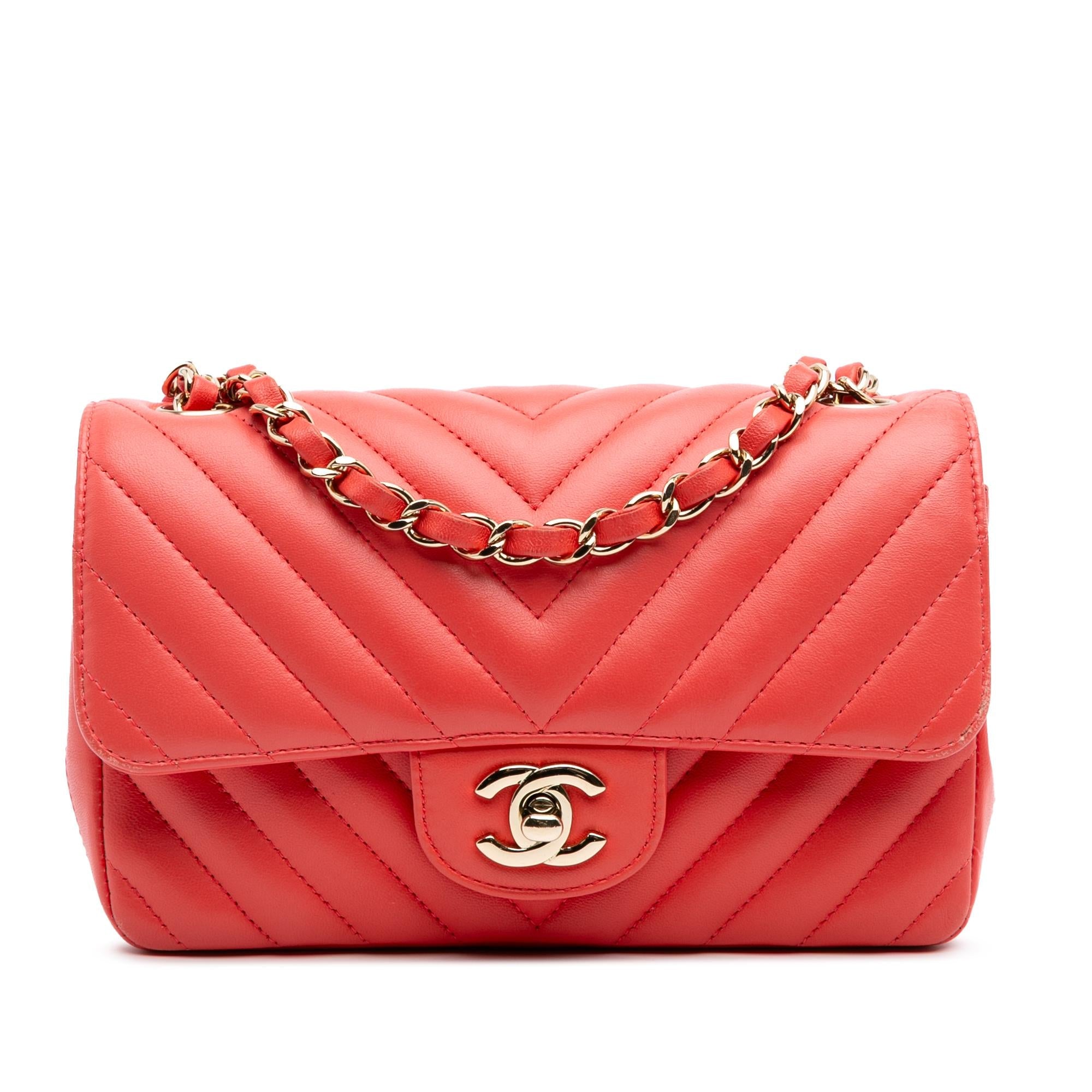 Chanel Mini Rectangular Classic Chevron Lambskin Single Flap
