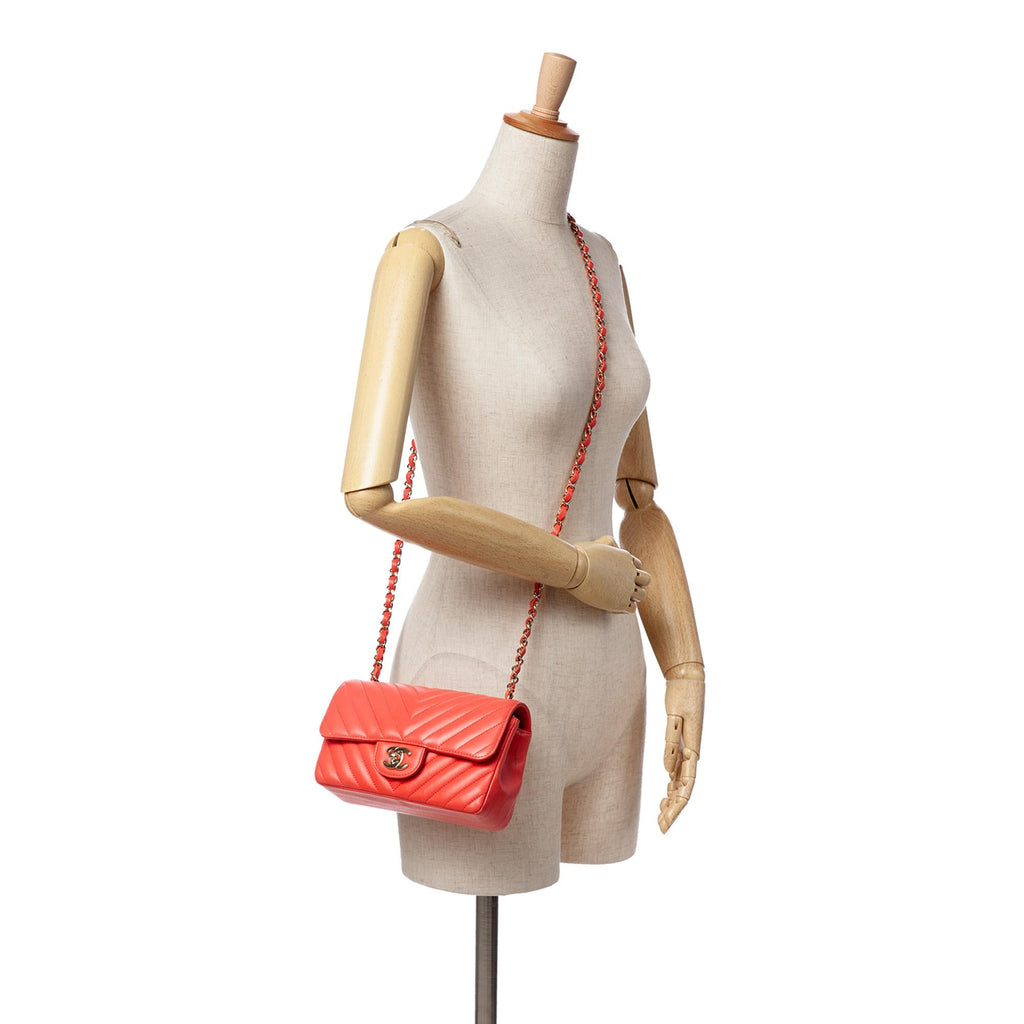 Chanel Mini Rectangular Classic Chevron Lambskin Single Flap