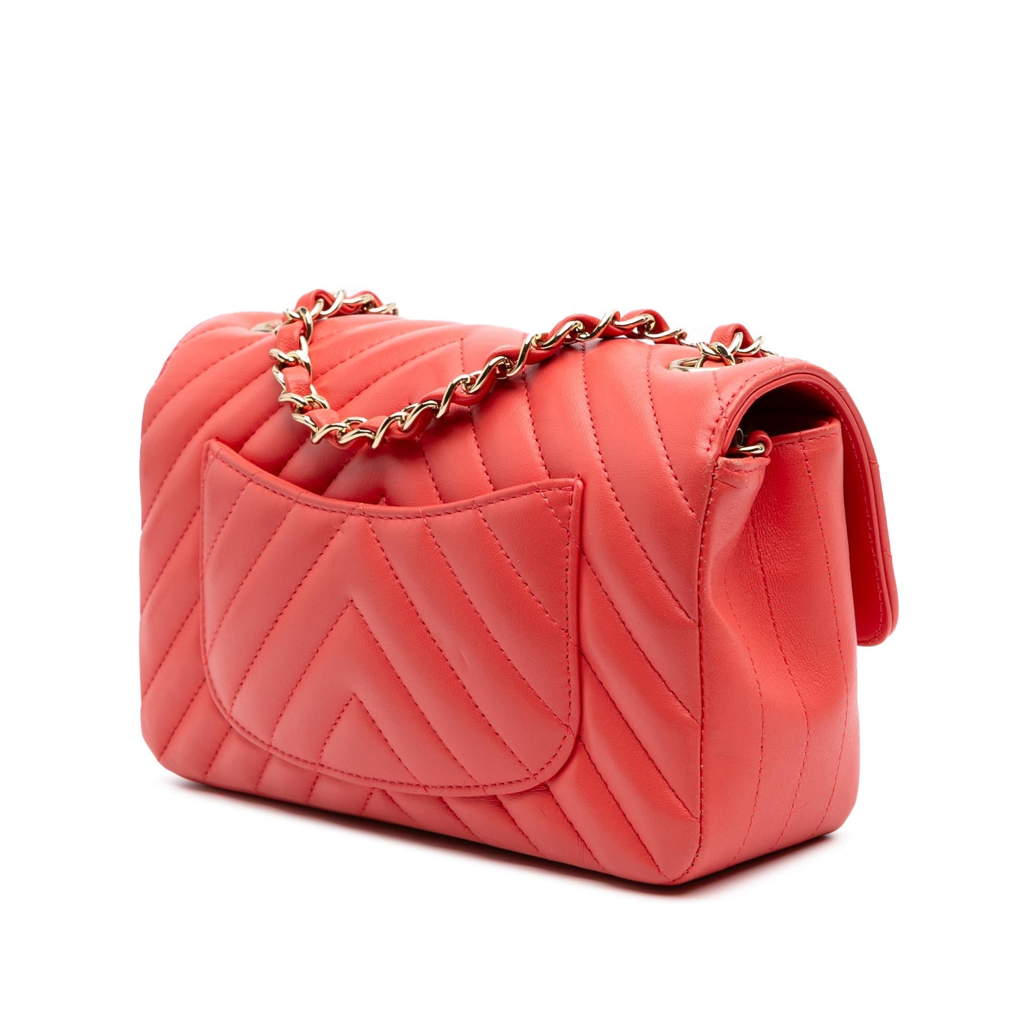 Chanel Mini Rectangular Classic Chevron Lambskin Single Flap
