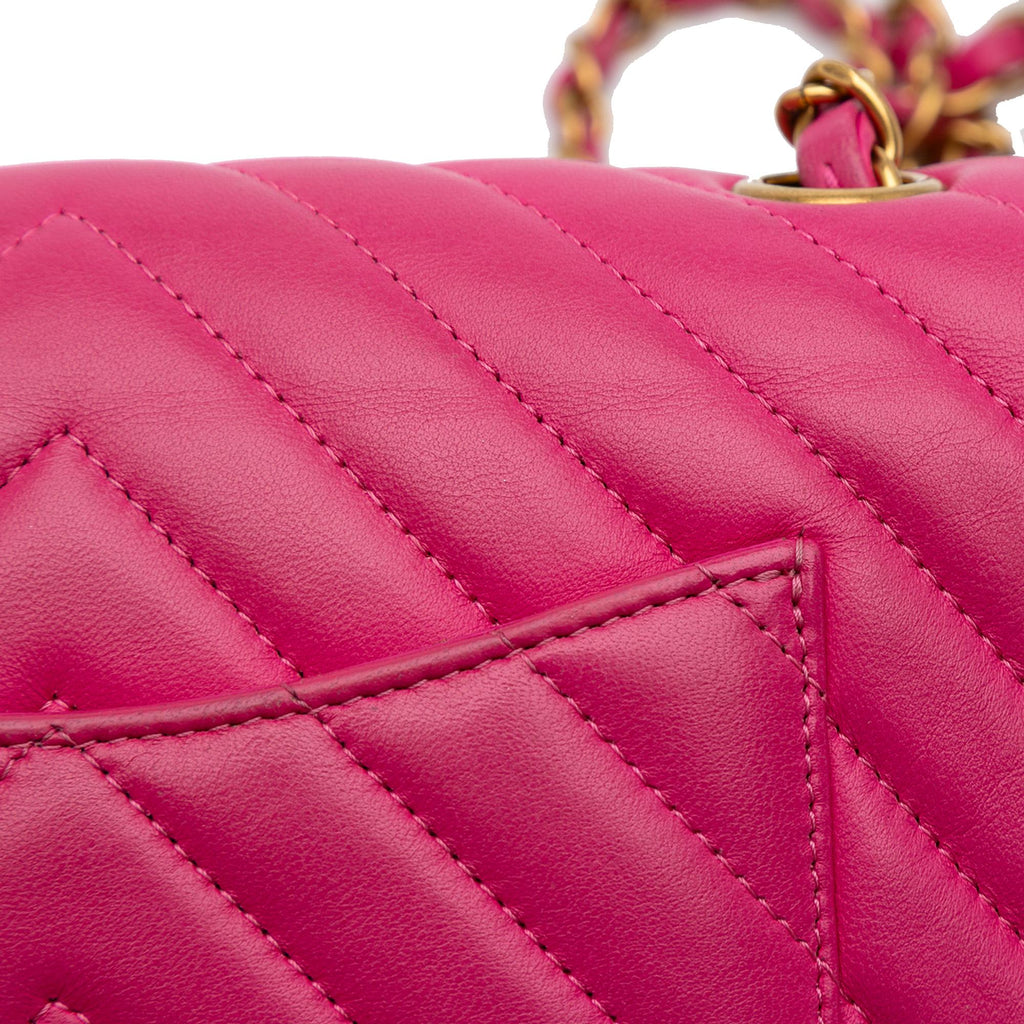 Chanel Mini Rectangular Classic Chevron Lambskin Single Flap