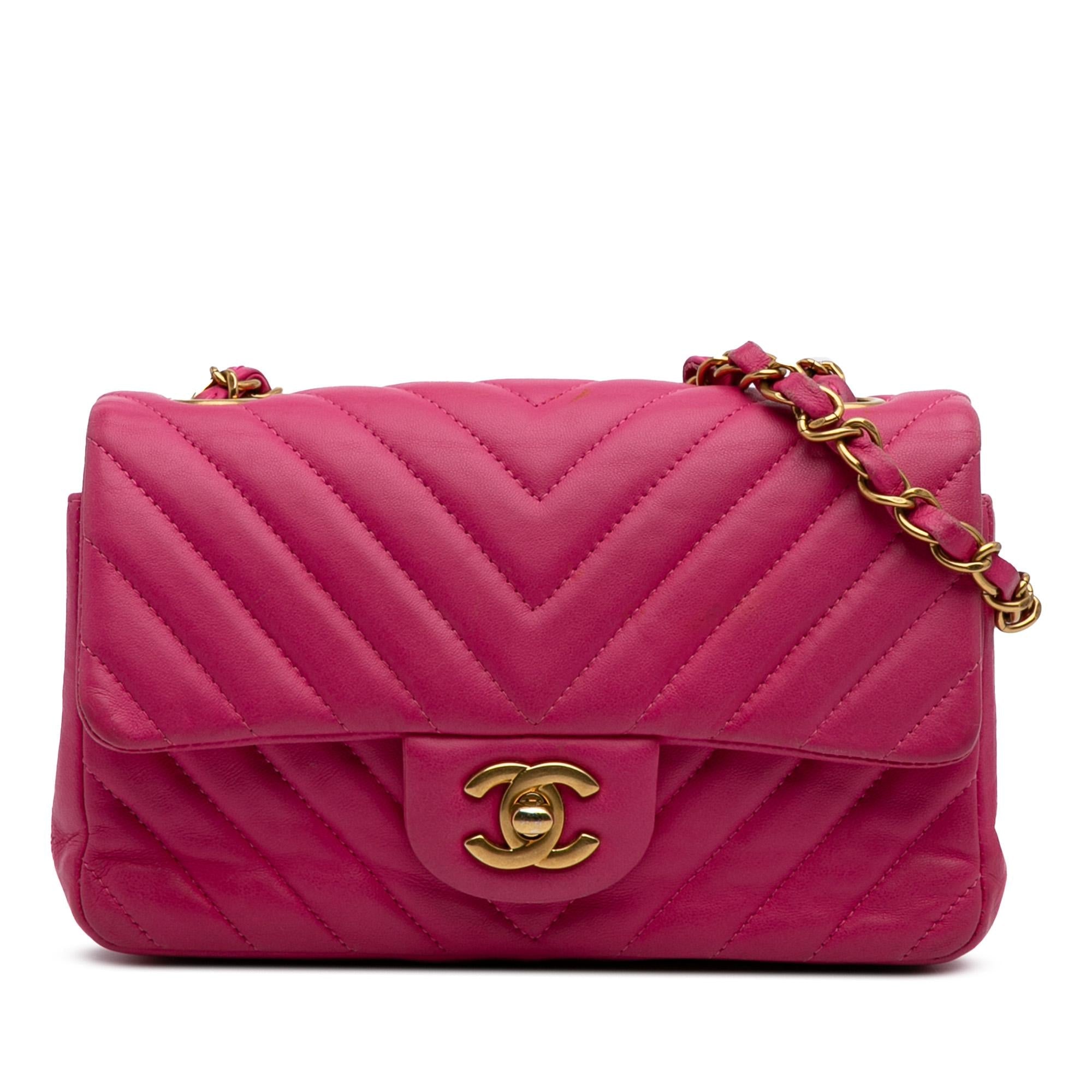 Chanel Mini Rectangular Classic Chevron Lambskin Single Flap