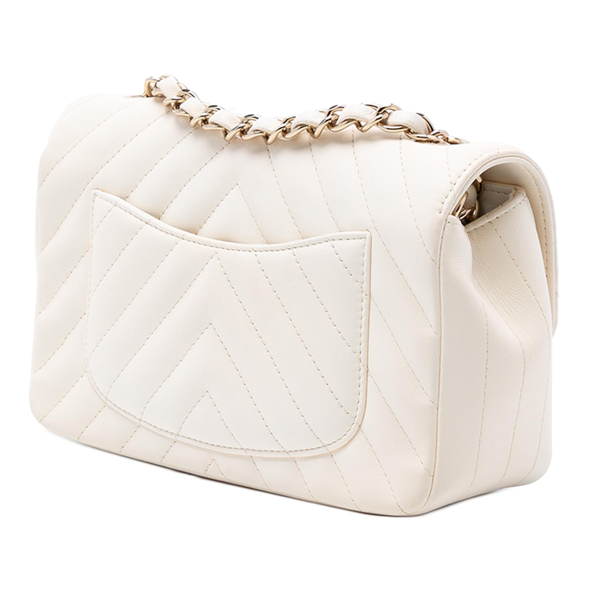 Chanel Mini Rectangular Classic Chevron Lambskin Single Flap