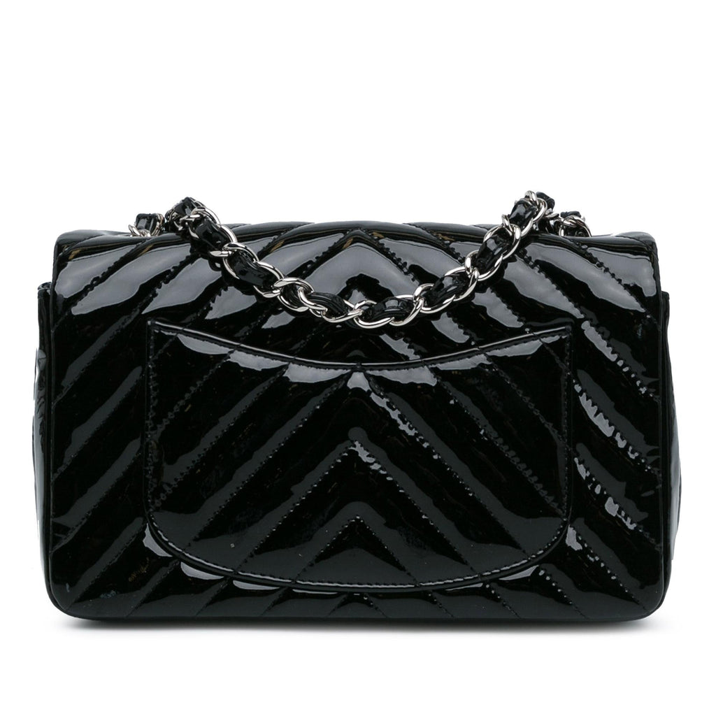 Chanel Mini Rectangular Classic Chevron Patent Single Flap (SHG-3MlT53)