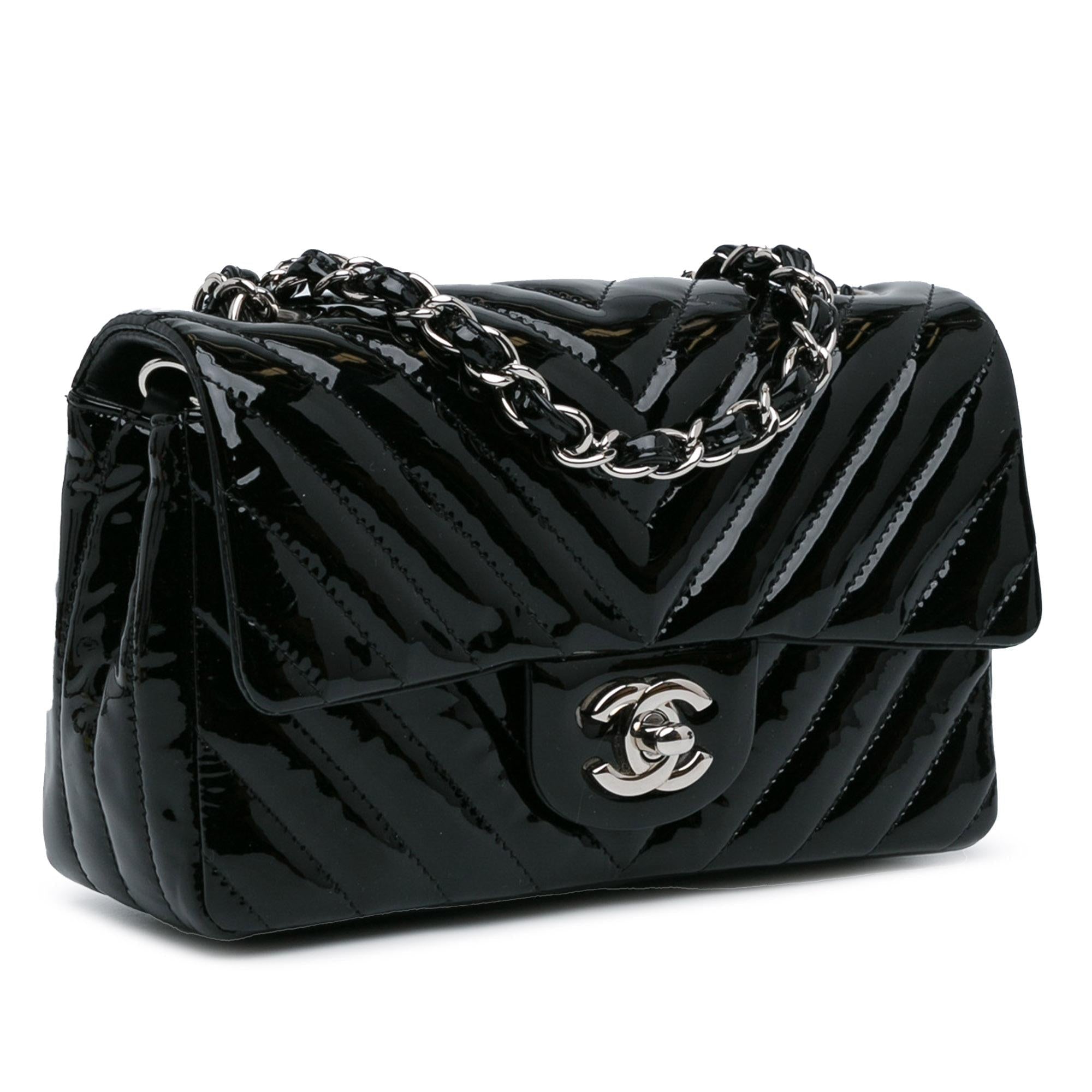 Chanel Mini Rectangular Classic Chevron Patent Single Flap (SHG-3MlT53)