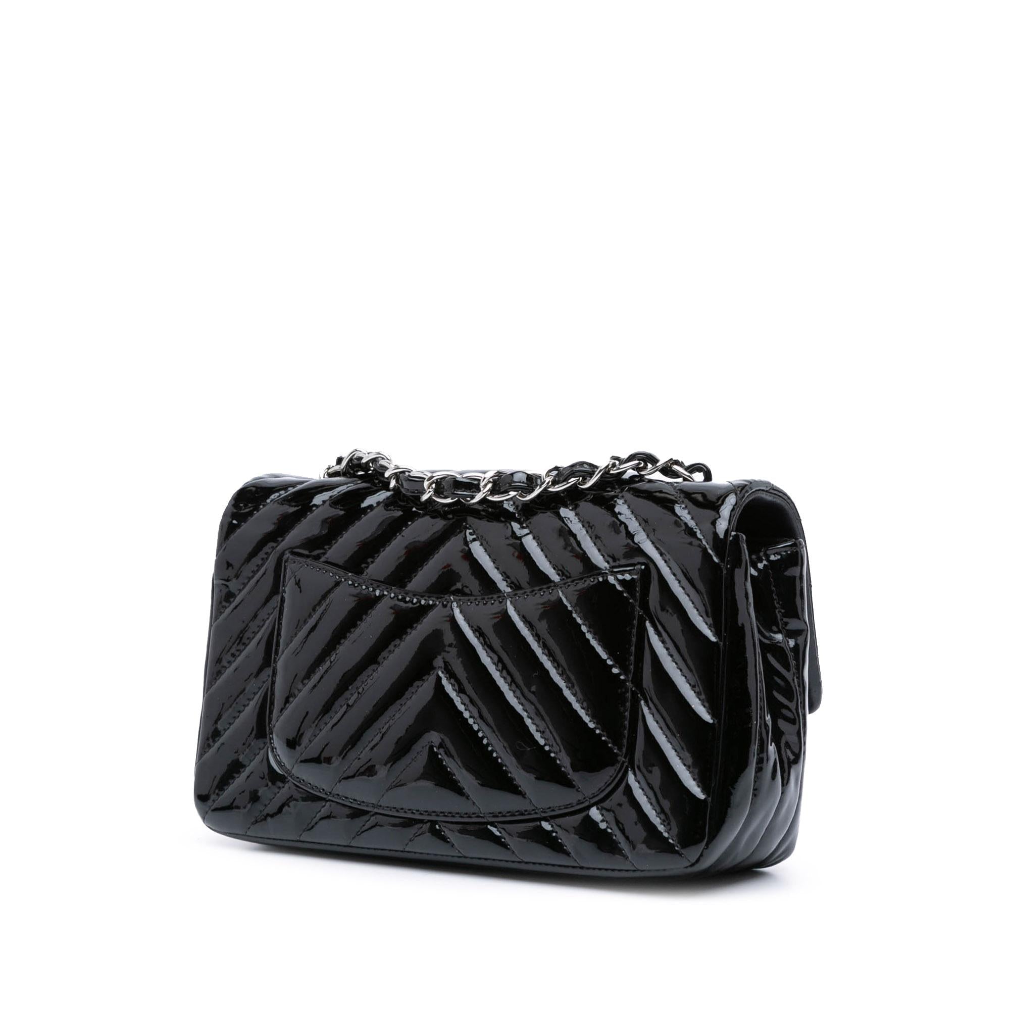 Chanel Mini Rectangular Classic Chevron Patent Single Flap