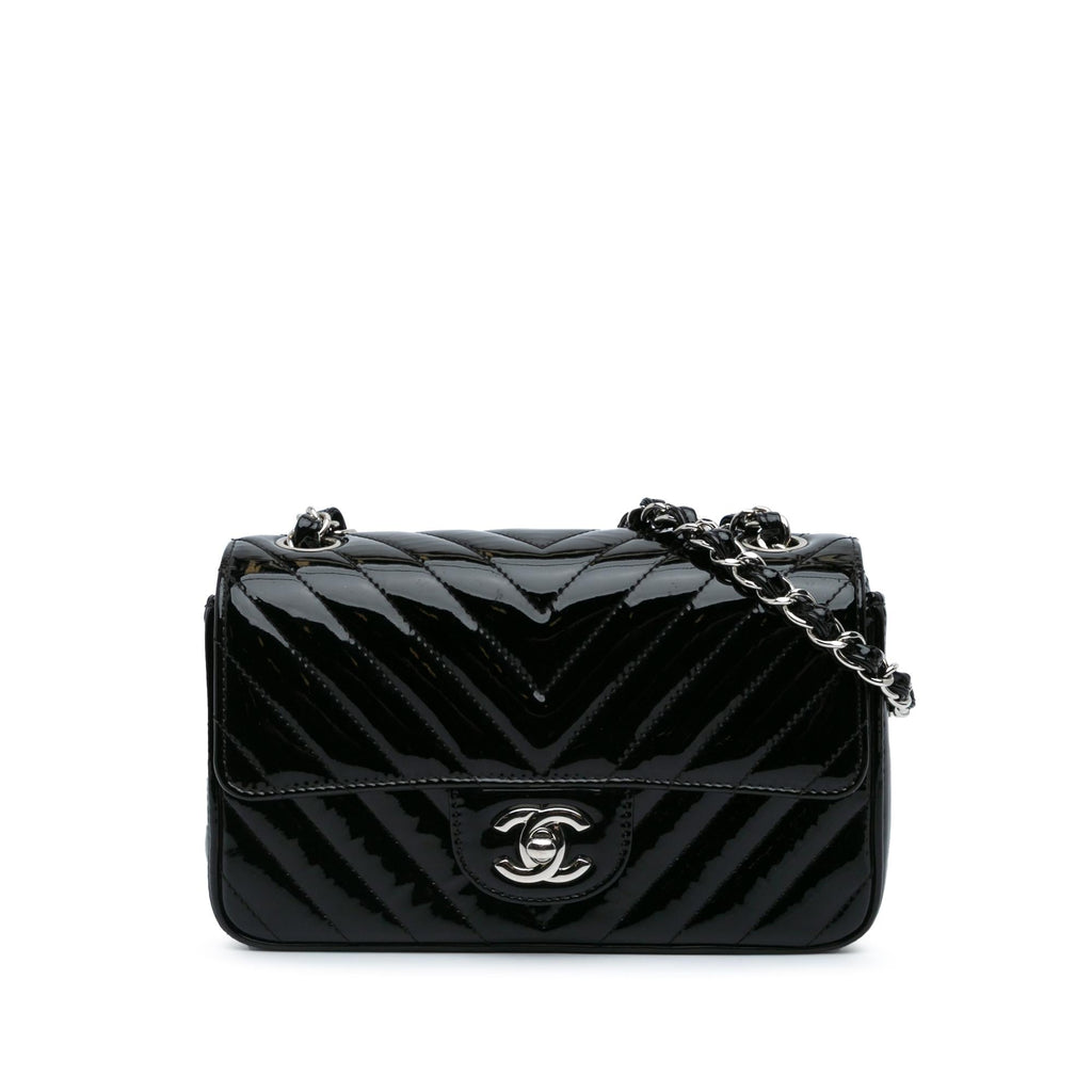 Chanel Mini Rectangular Classic Chevron Patent Single Flap