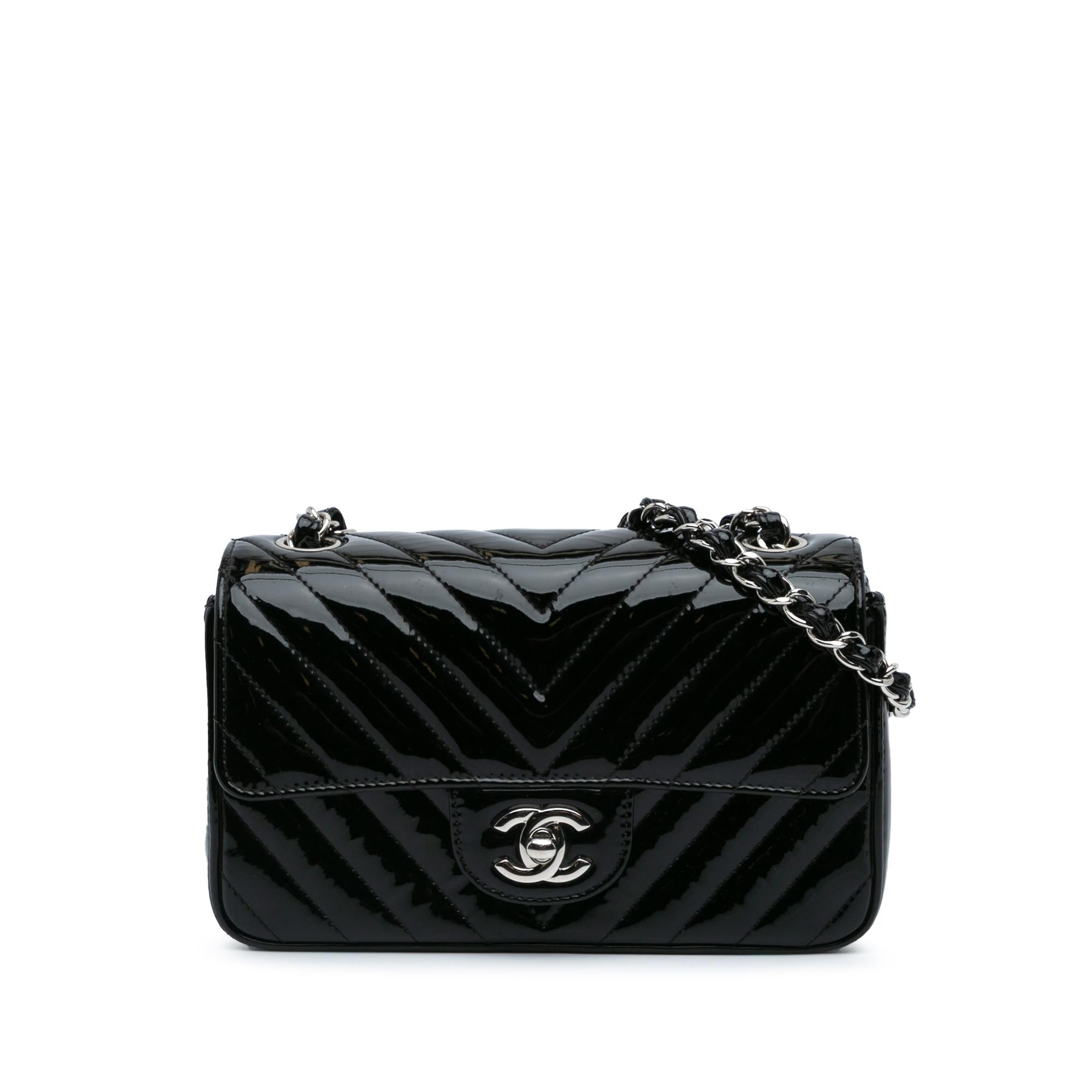 Chanel Mini Rectangular Classic Chevron Patent Single Flap