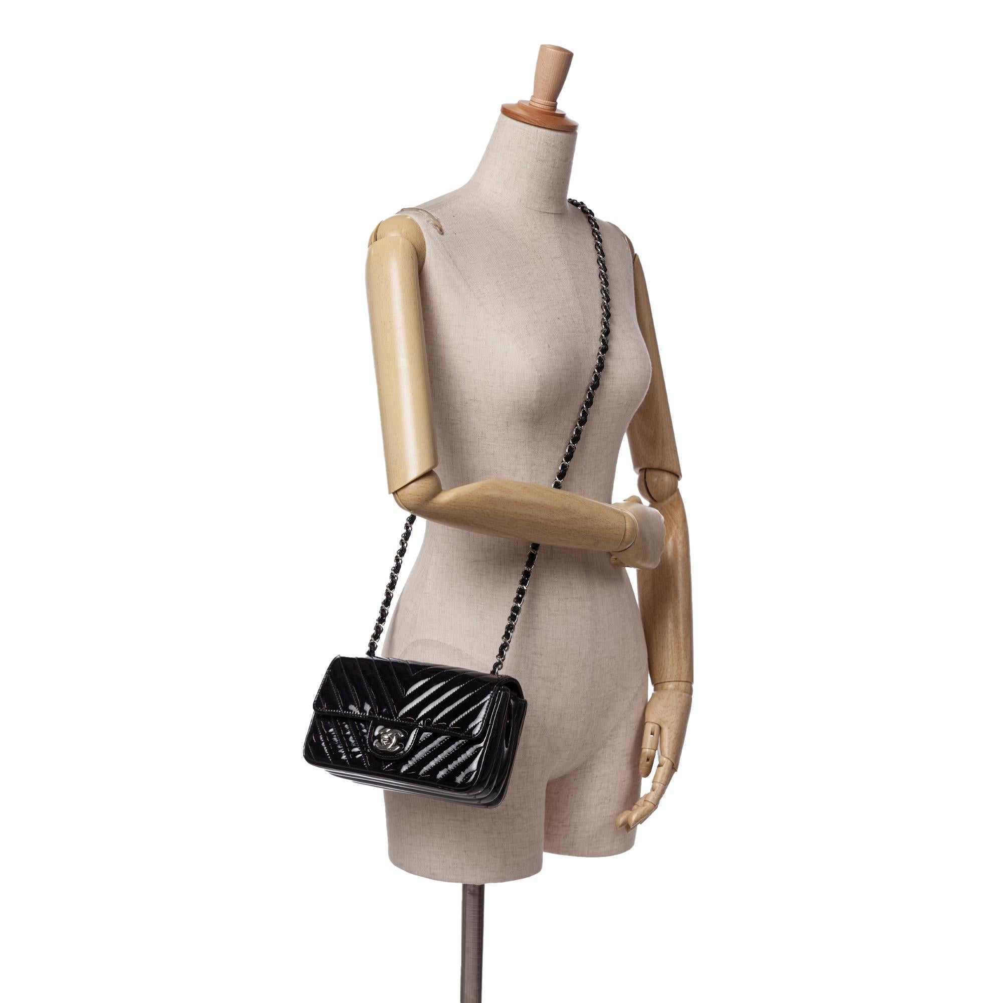 Chanel Mini Rectangular Classic Chevron Patent Single Flap
