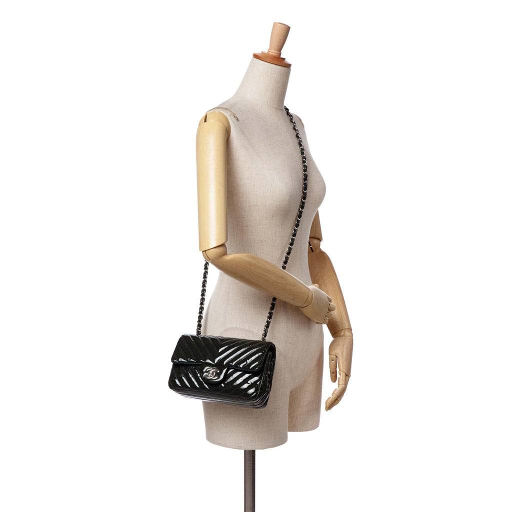 Chanel Mini Rectangular Classic Chevron Patent Single Flap