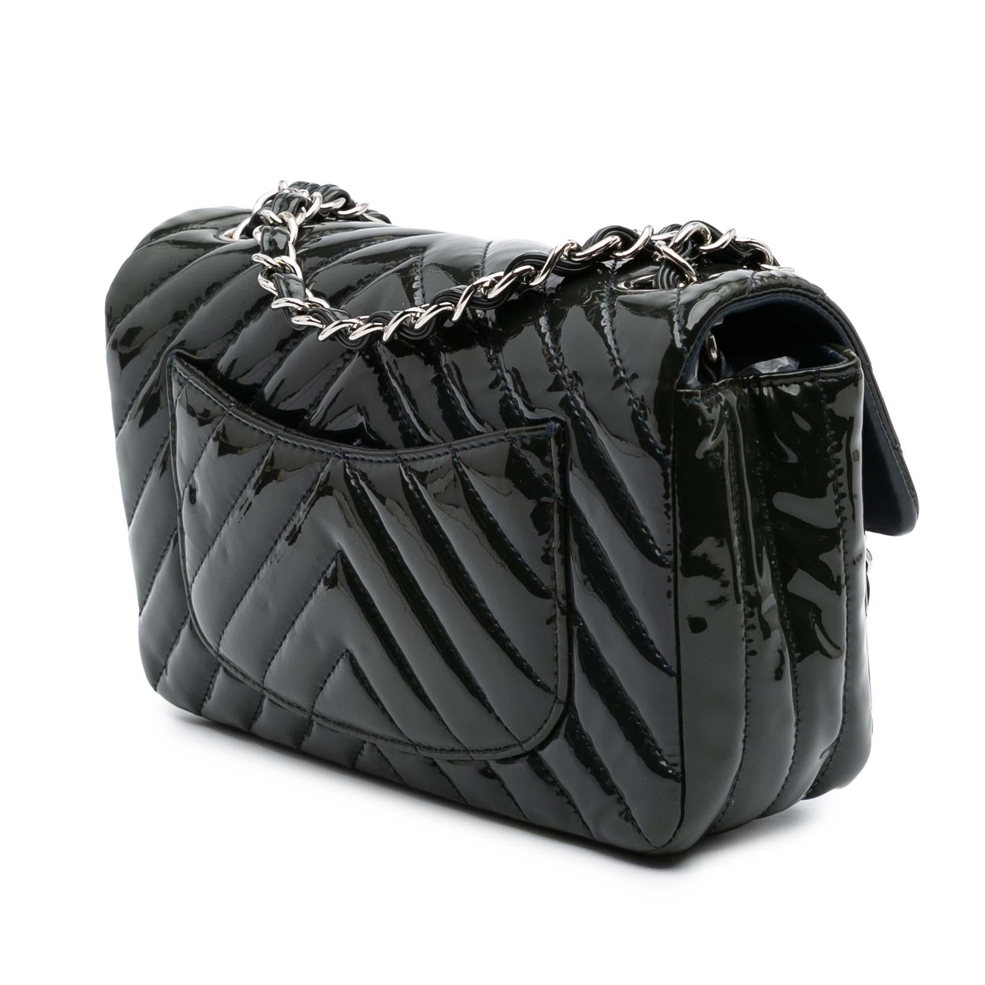Chanel Mini Rectangular Classic Chevron Patent Single Flap