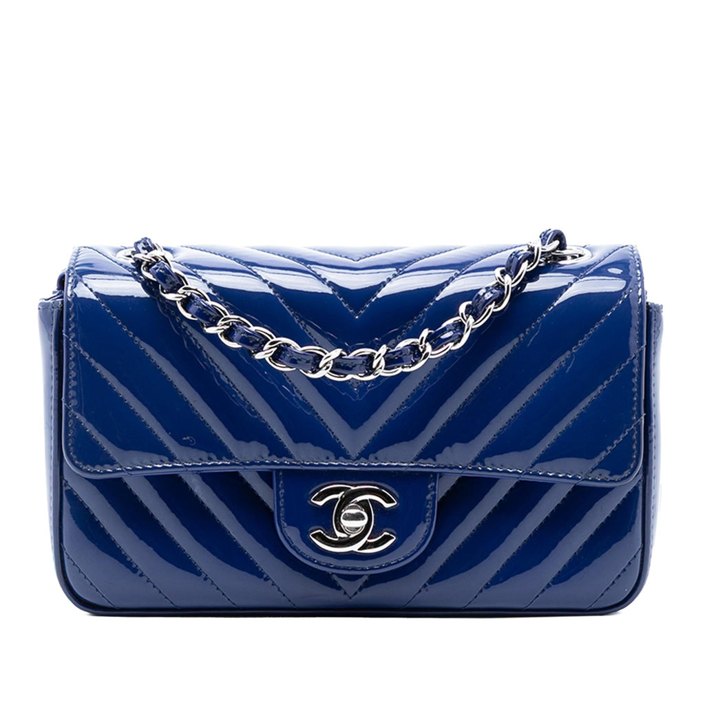 Chanel Mini Rectangular Classic Chevron Patent Single Flap