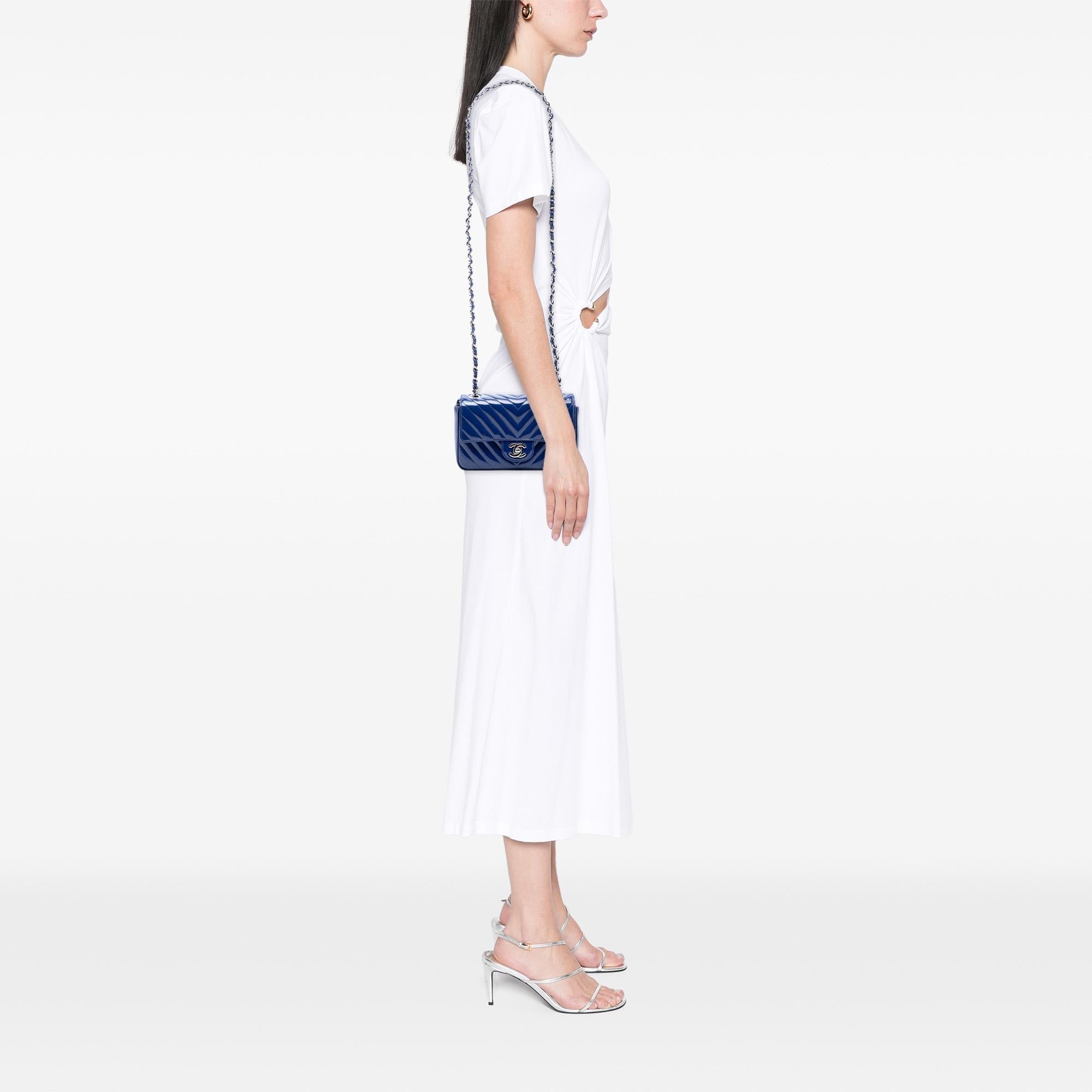 Chanel Mini Rectangular Classic Chevron Patent Single Flap