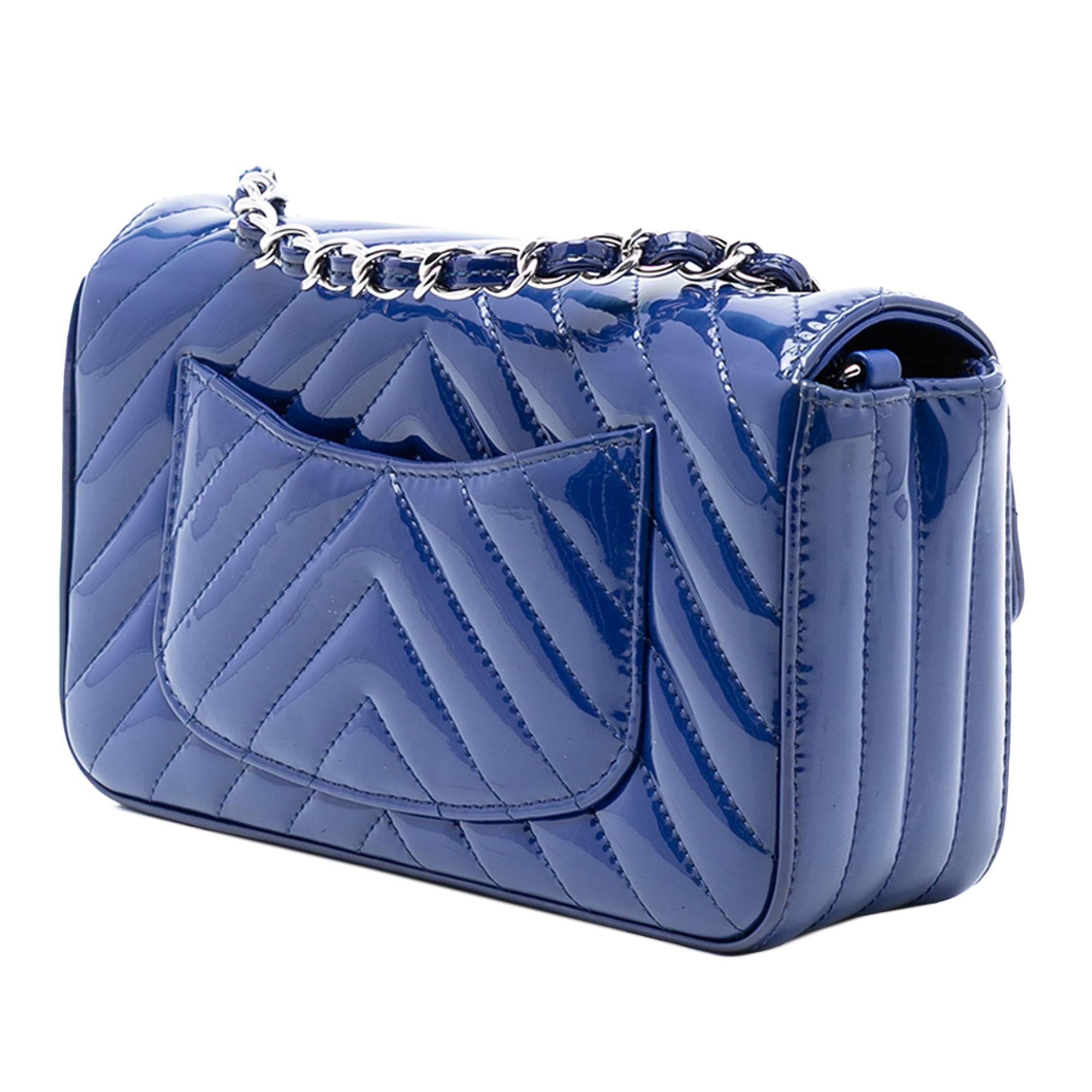 Chanel Mini Rectangular Classic Chevron Patent Single Flap