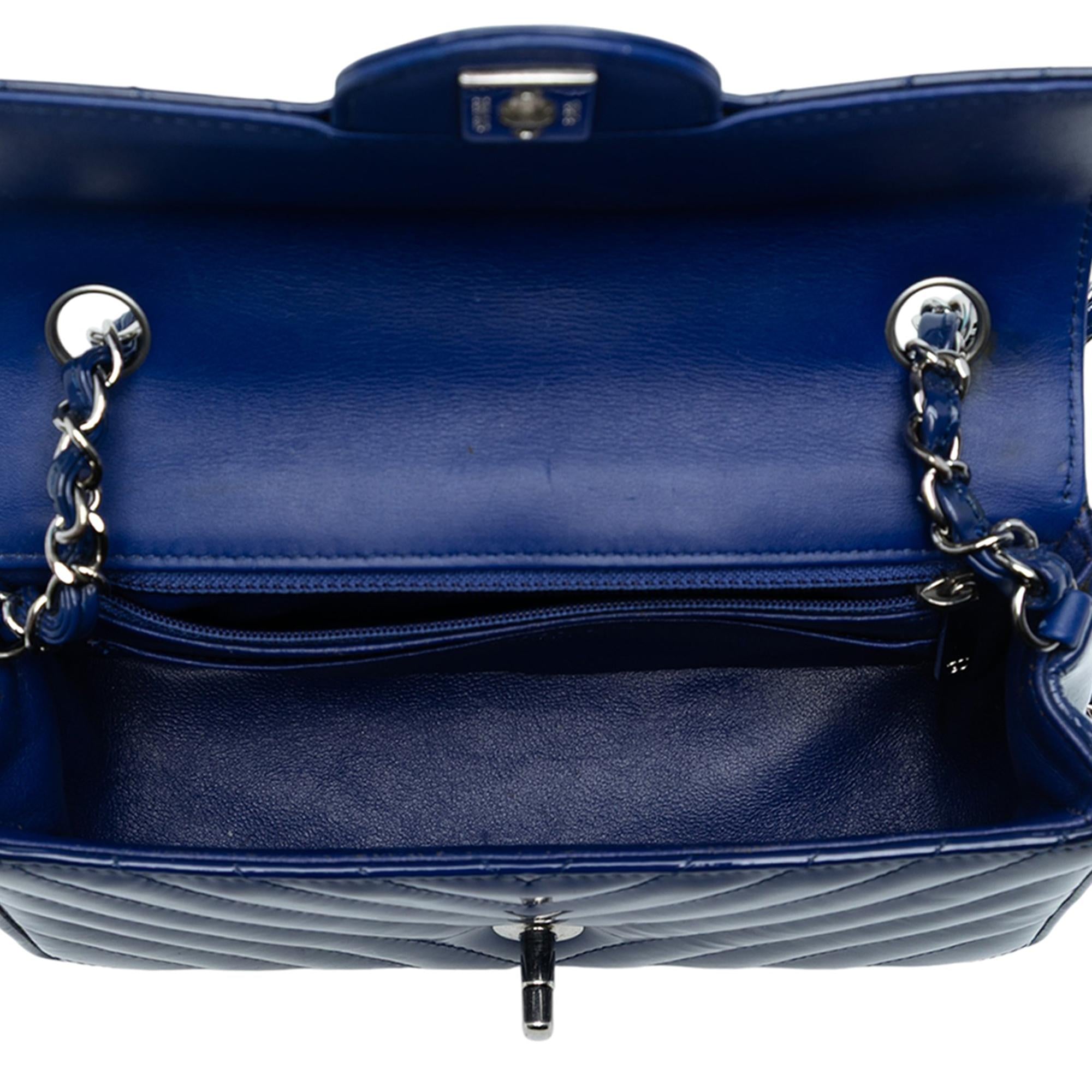 Chanel Mini Rectangular Classic Chevron Patent Single Flap