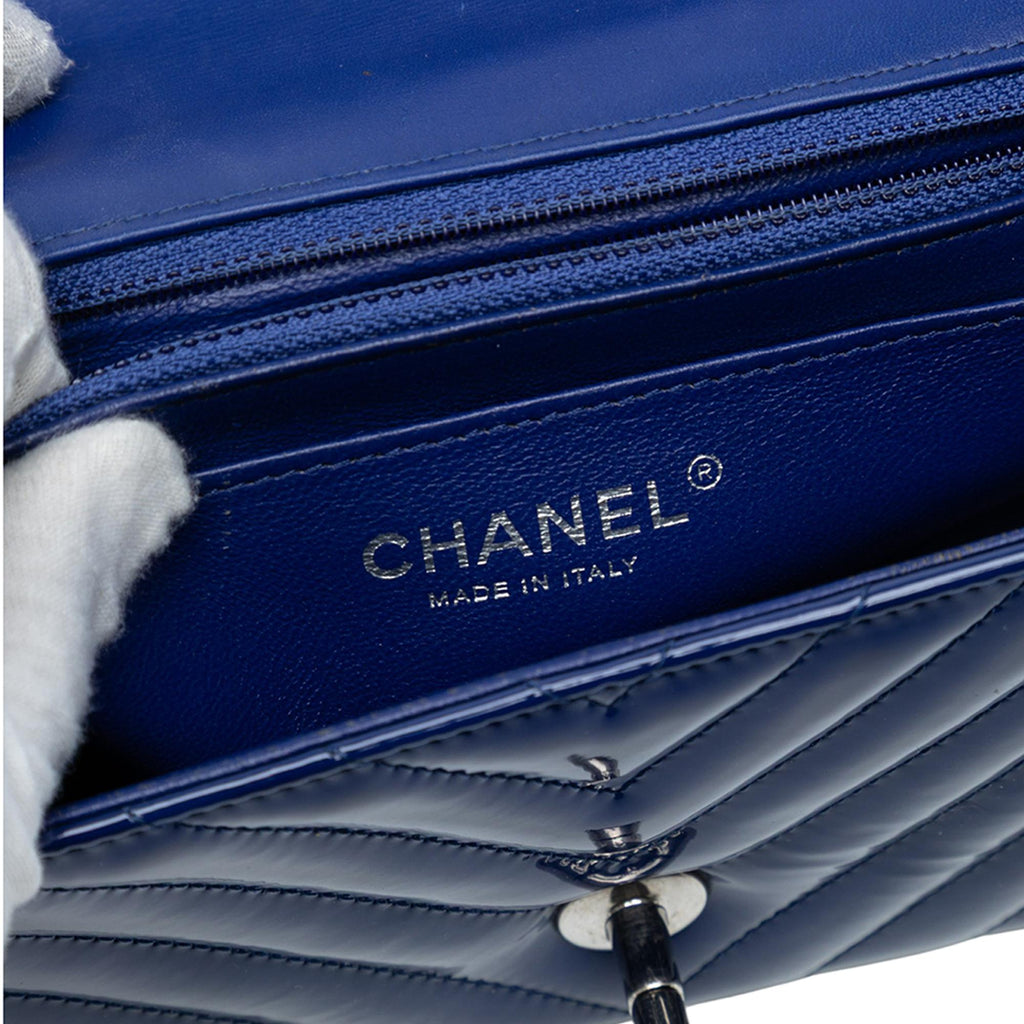 Chanel Mini Rectangular Classic Chevron Patent Single Flap