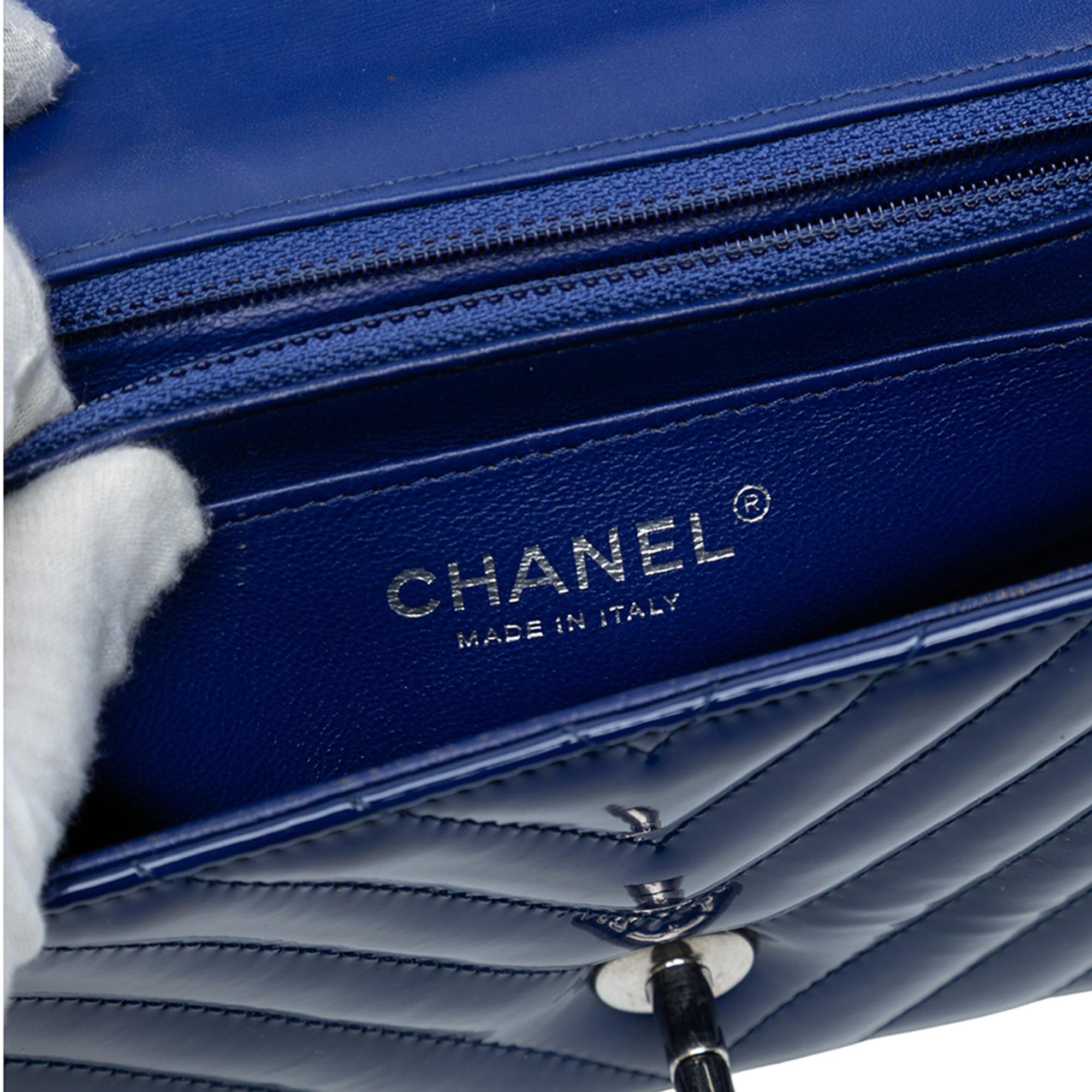 Chanel Mini Rectangular Classic Chevron Patent Single Flap