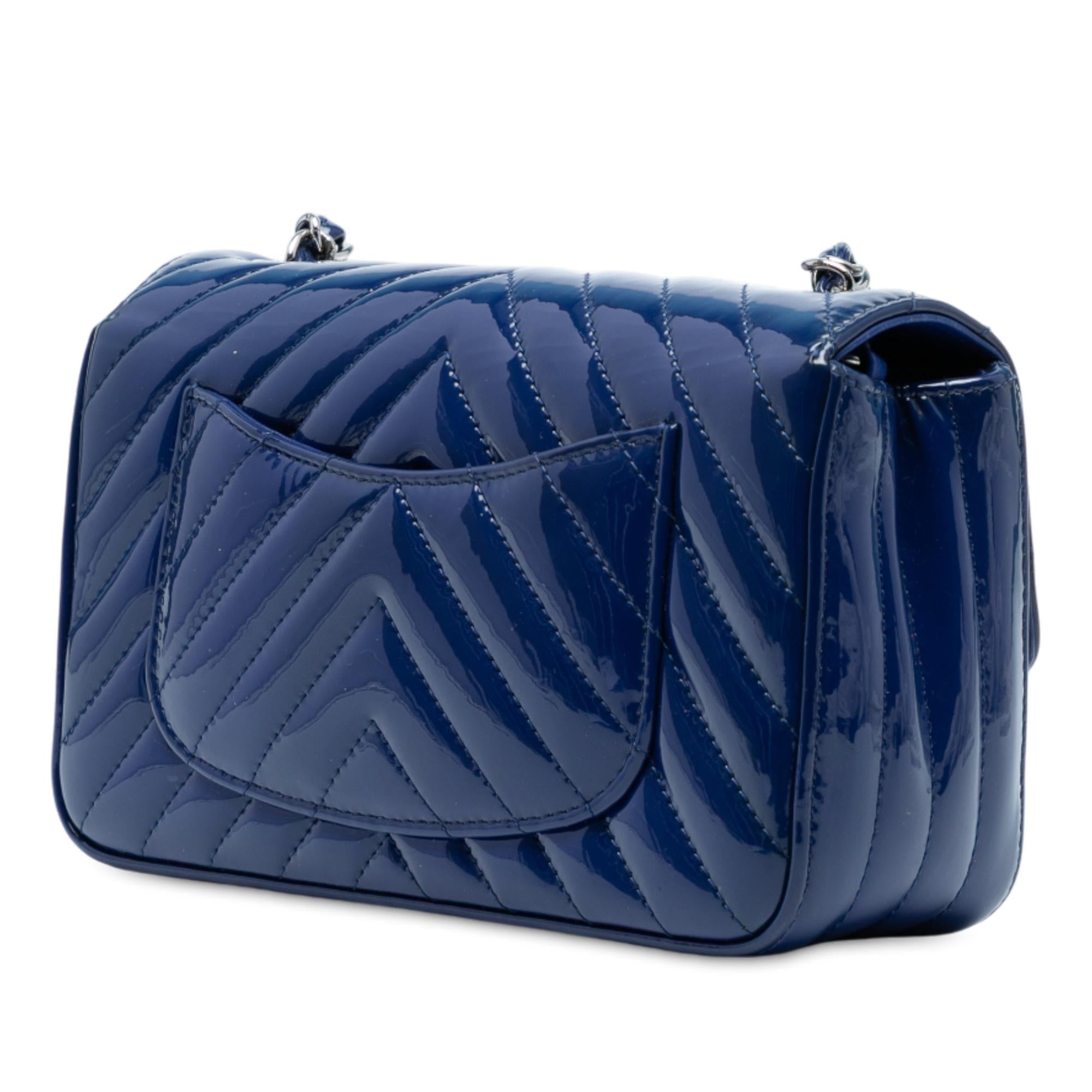 Chanel Mini Rectangular Classic Chevron Patent Single Flap