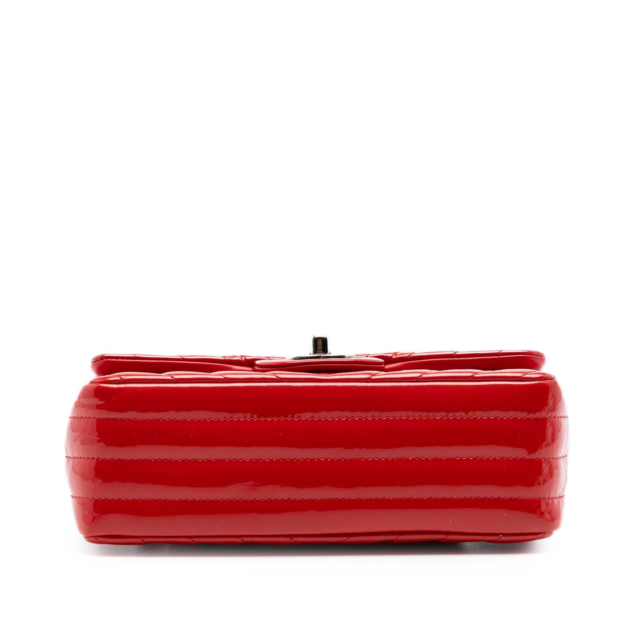 Chanel Mini Rectangular Classic Chevron Patent Single Flap