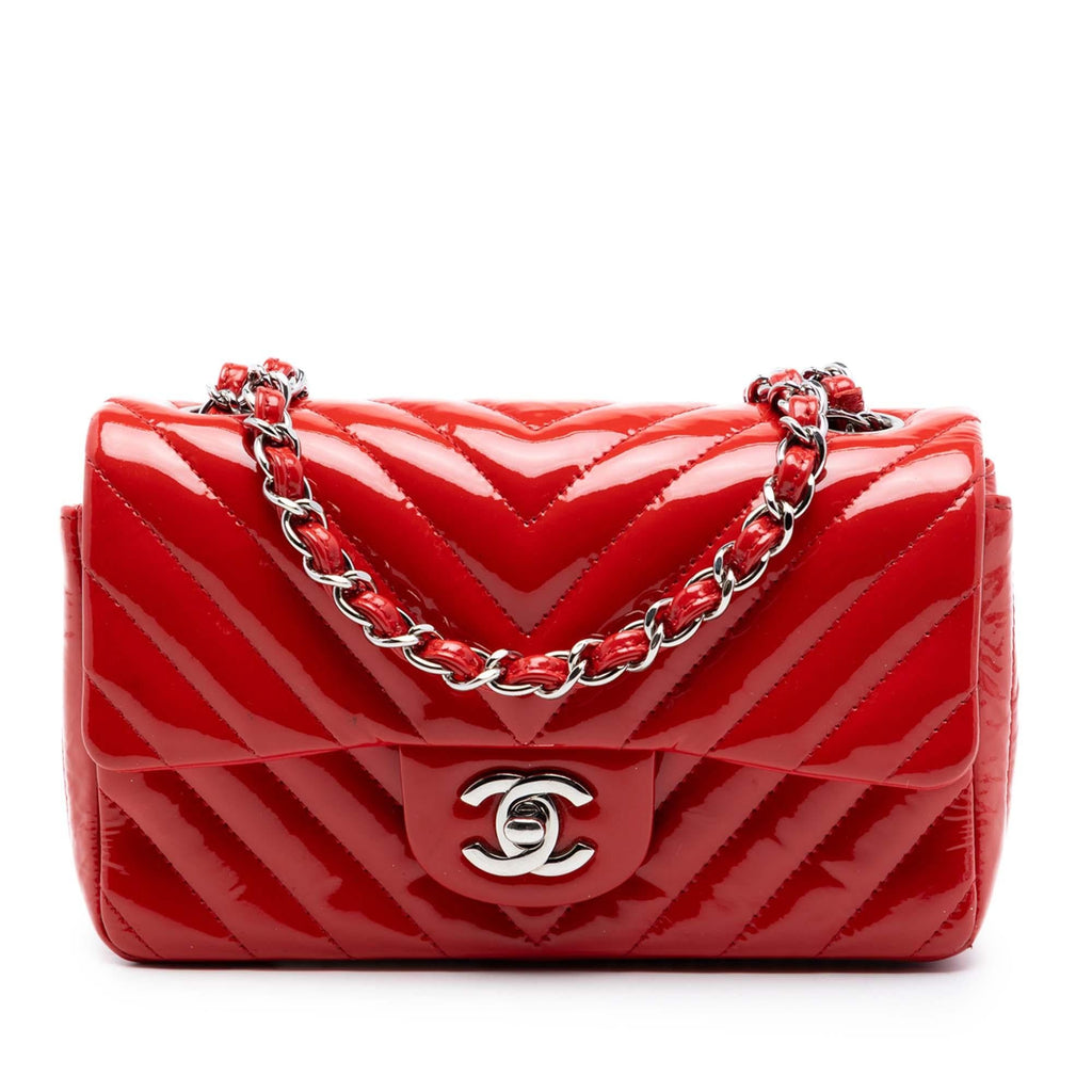 Chanel Mini Rectangular Classic Chevron Patent Single Flap