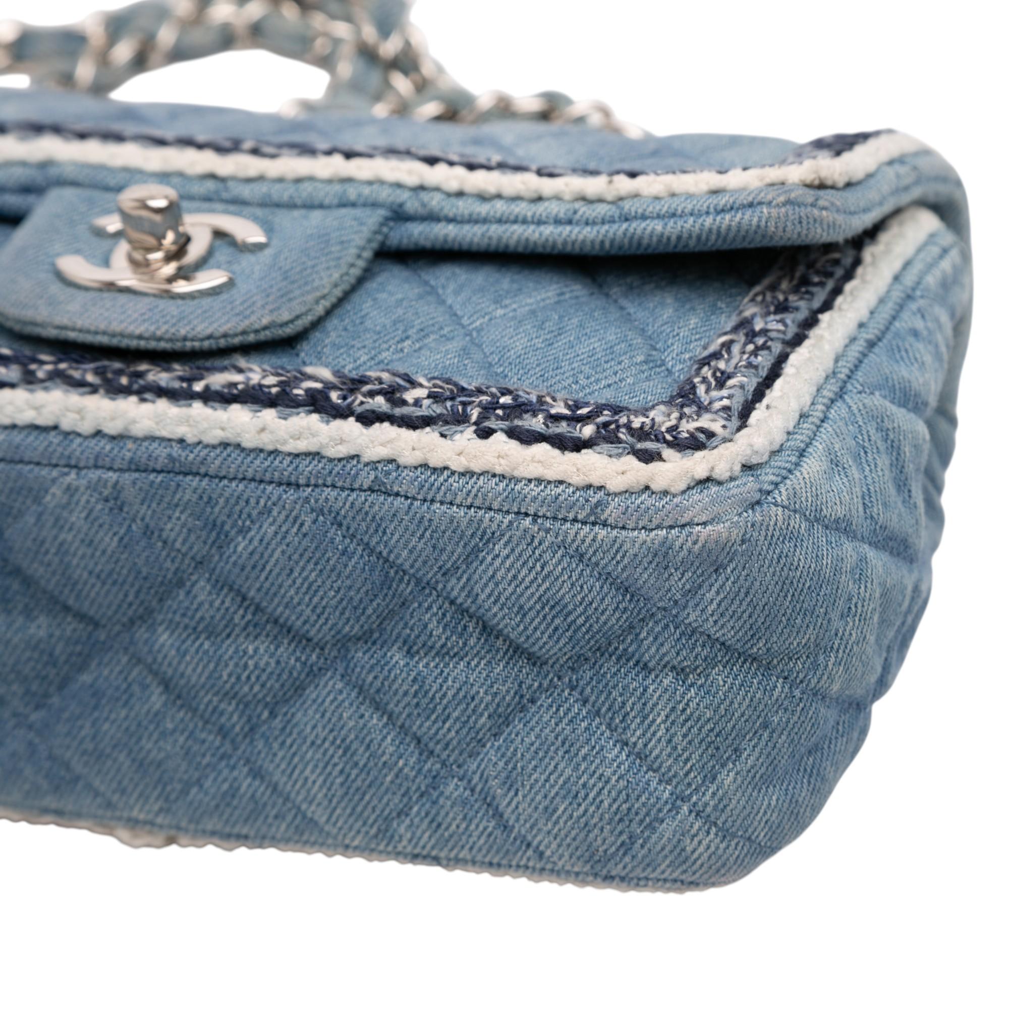 Chanel Mini Rectangular Classic Denim Braided Single Flap