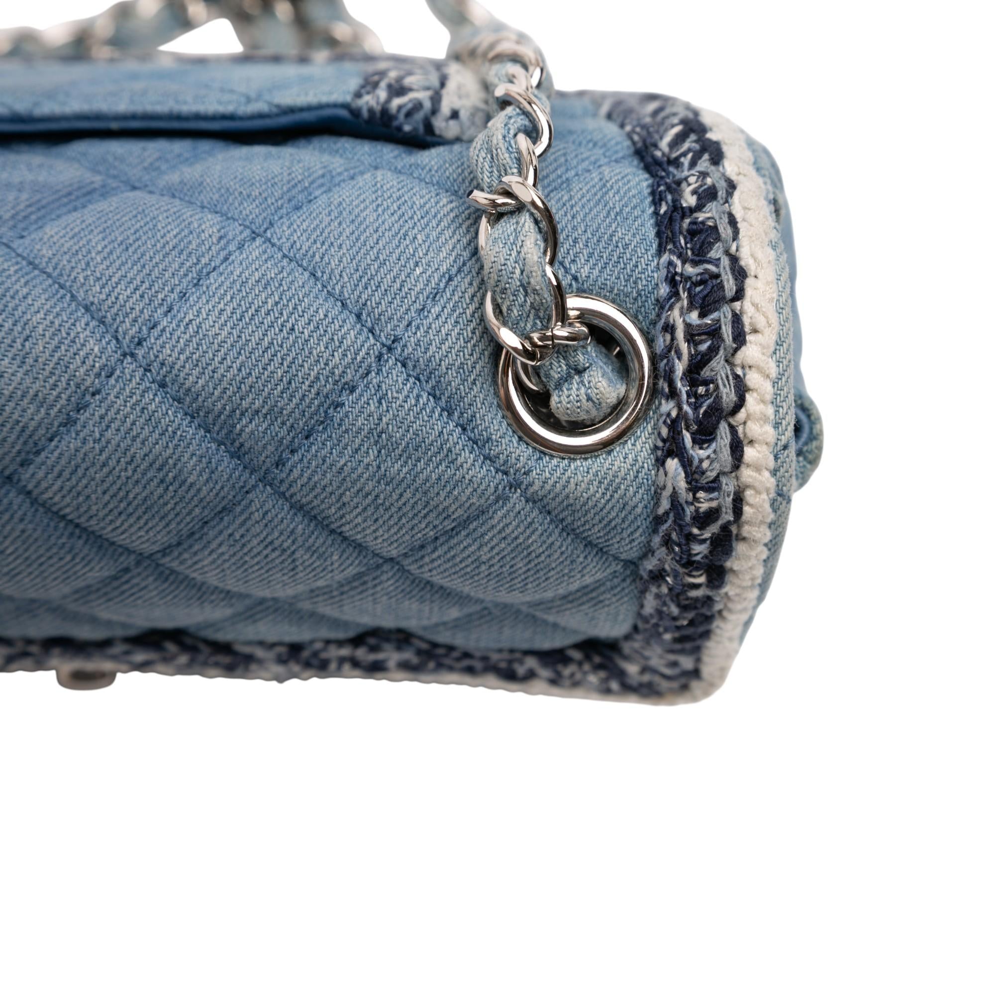 Chanel Mini Rectangular Classic Denim Braided Single Flap