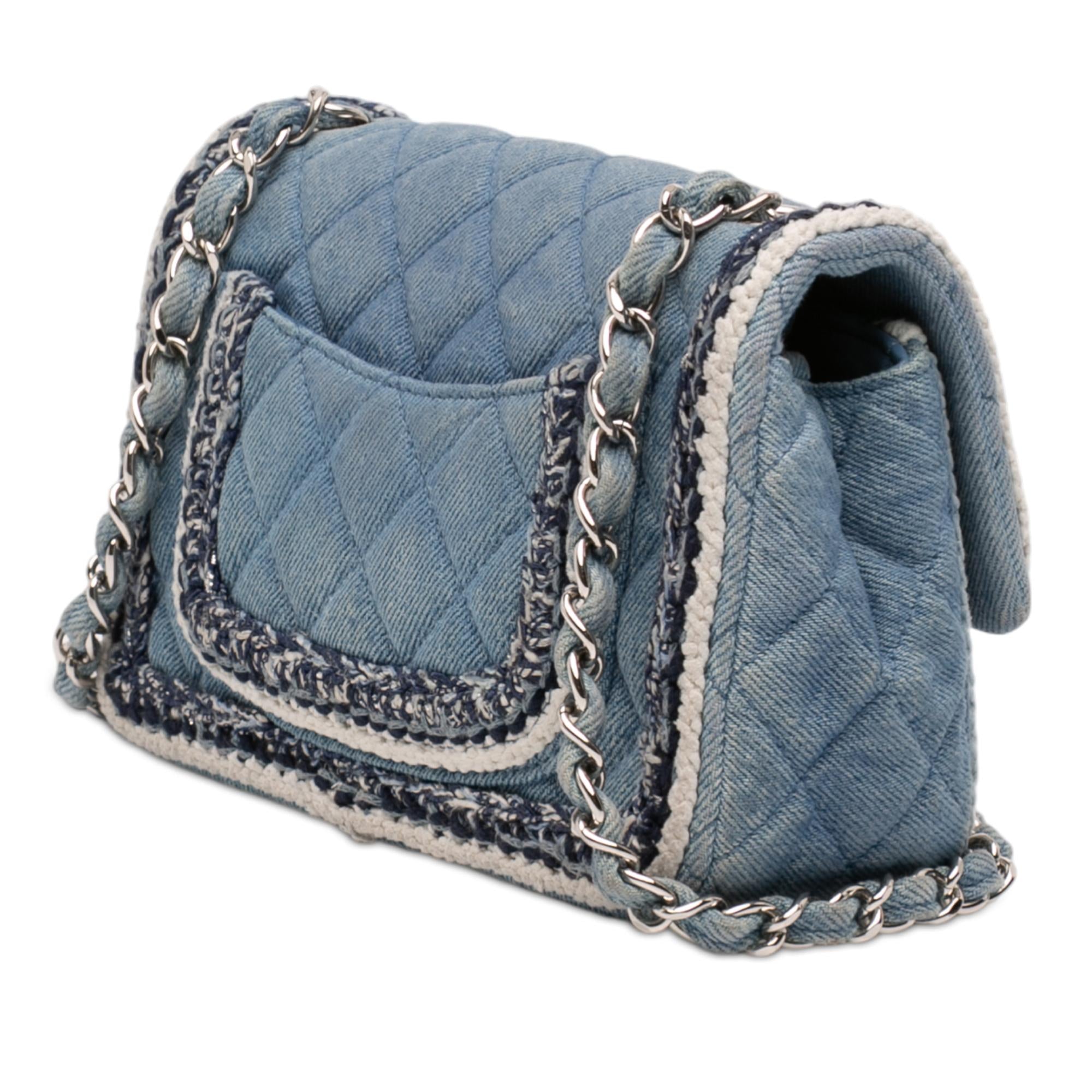 Chanel Mini Rectangular Classic Denim Braided Single Flap