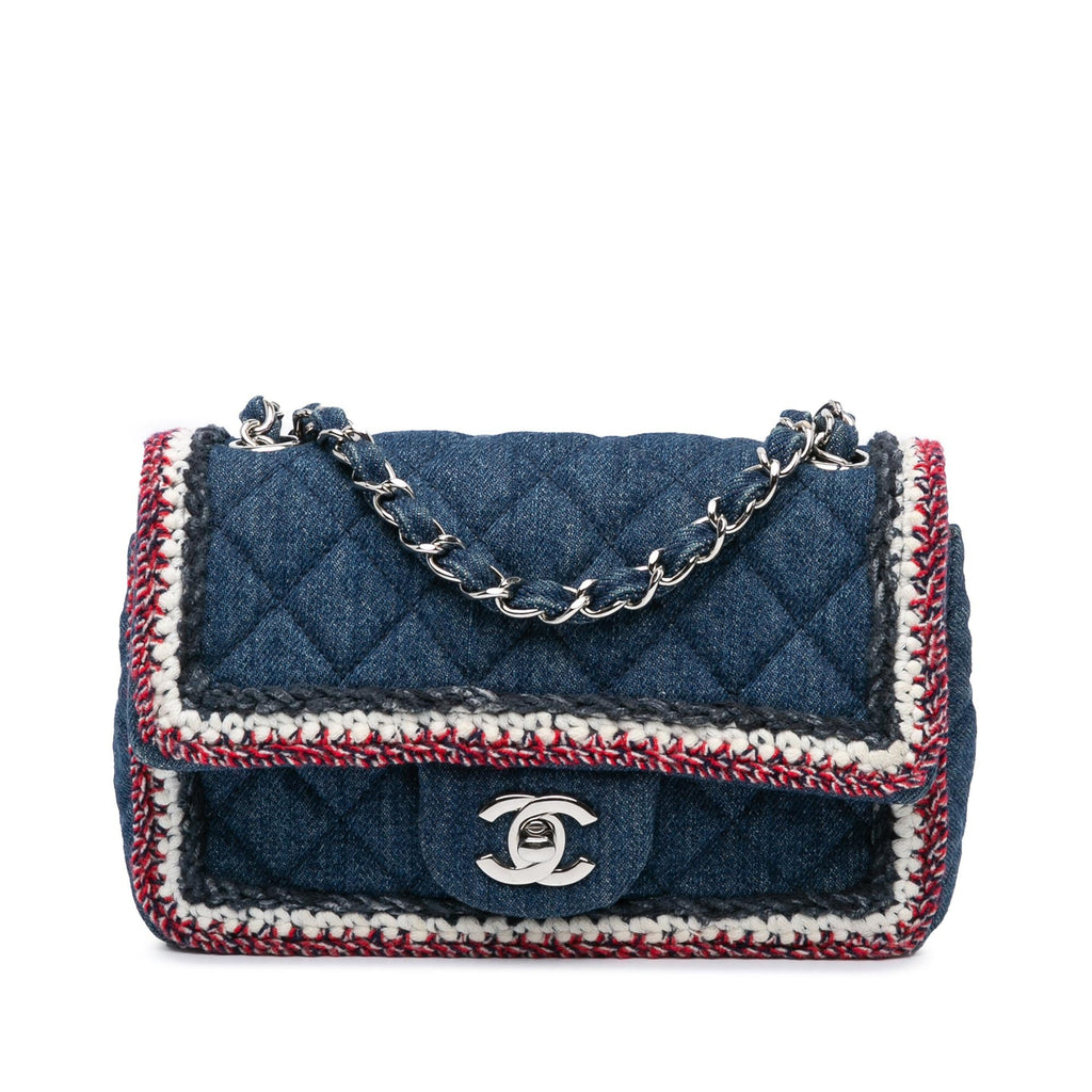 Chanel Mini Rectangular Classic Denim Tweed Framed Single Flap