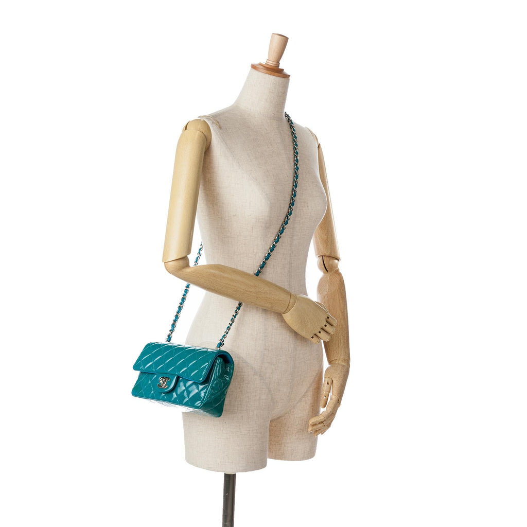 Chanel Mini Rectangular Classic Patent Single Flap (SHG-xSJFwT)