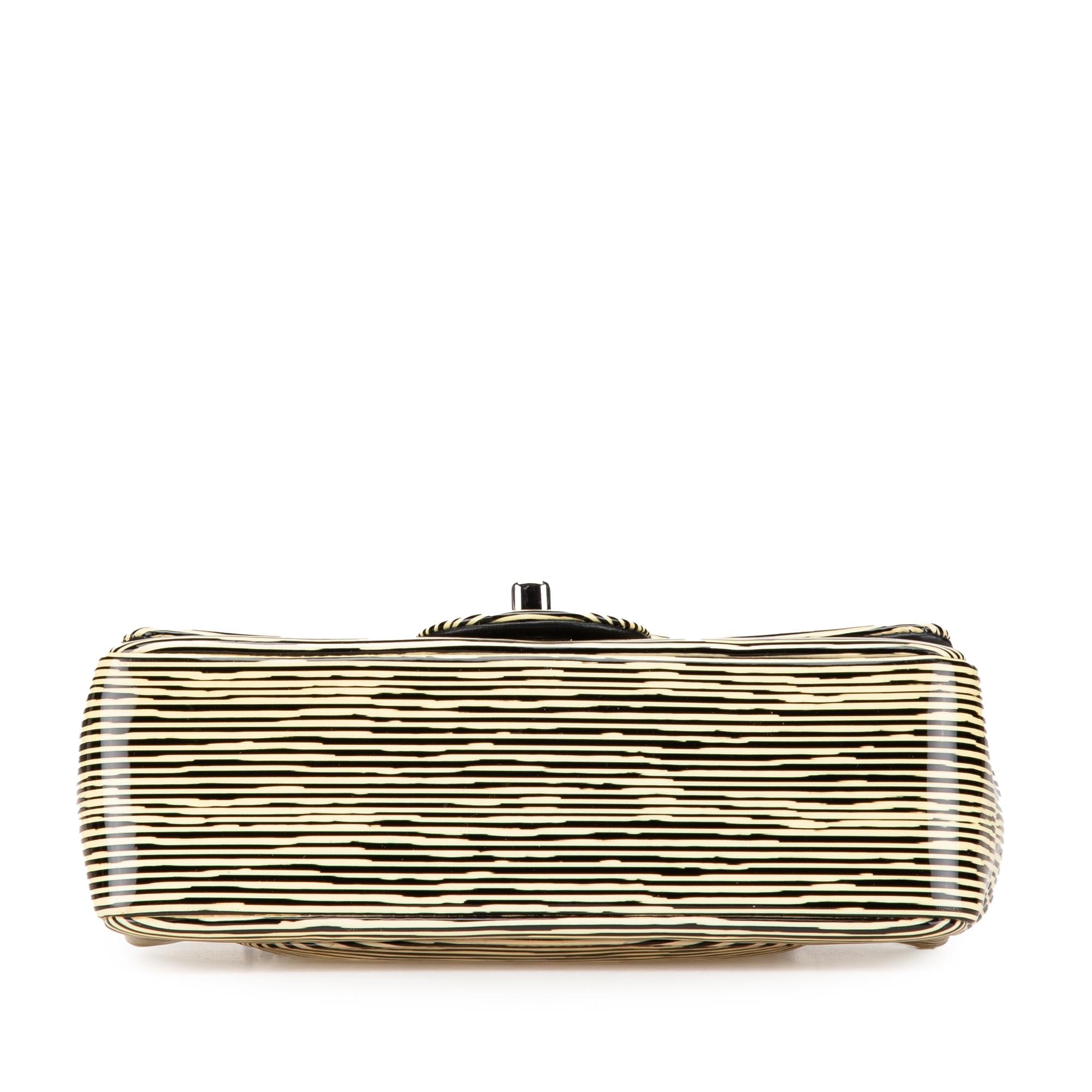 Chanel Mini Rectangular Classic Patent Striped Single Flap