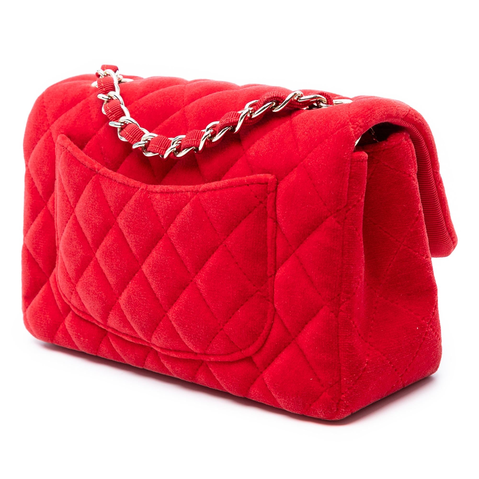 Chanel Mini Rectangular Classic Velvet Single Flap