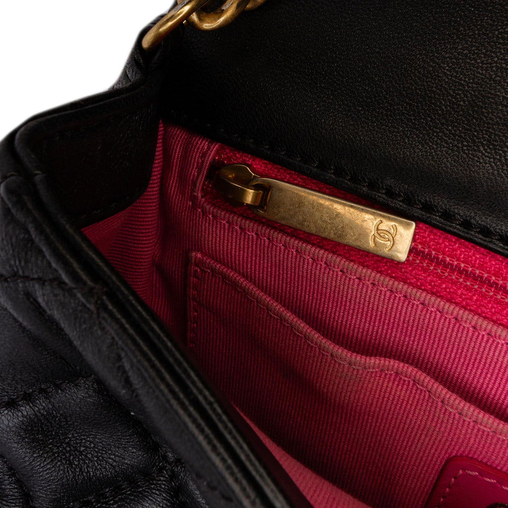 Chanel Mini Rectangular Lambskin Pearl Samba Single Flap