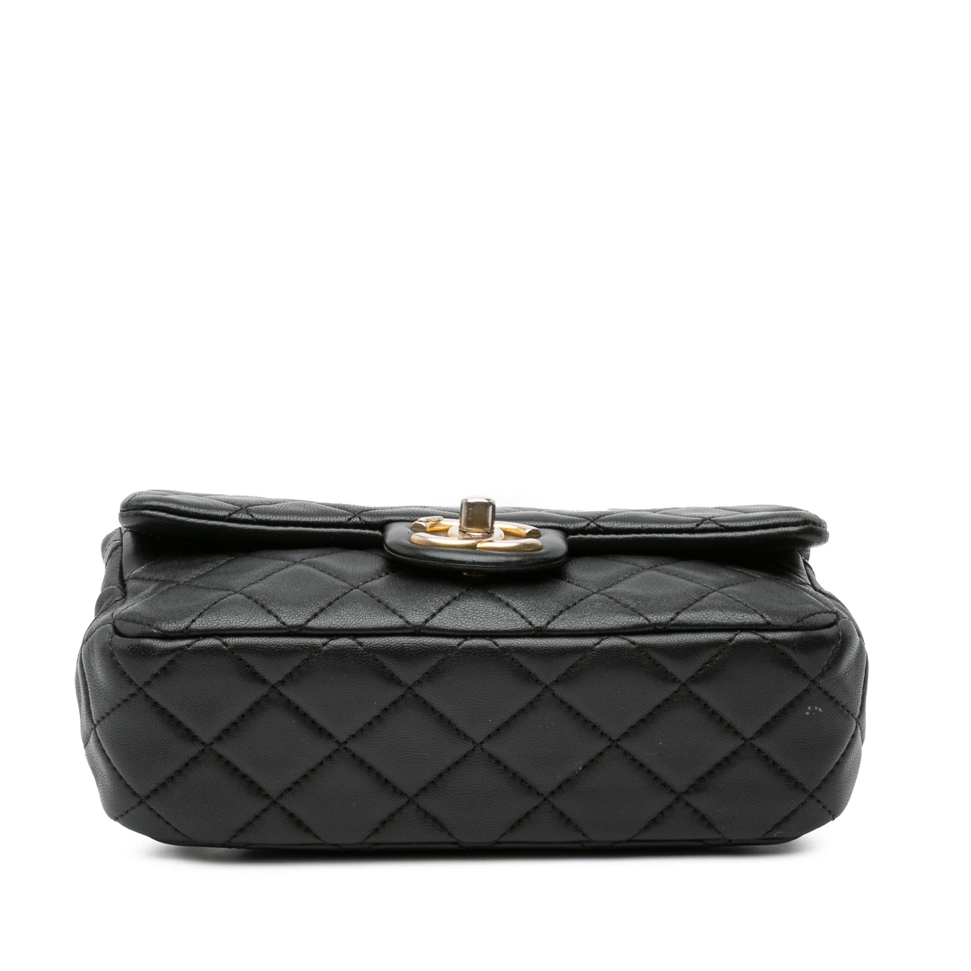 Chanel Mini Rectangular Lambskin Pearl Samba Single Flap