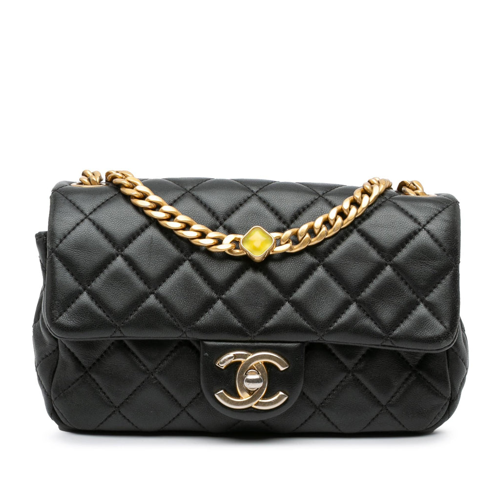 Chanel Mini Rectangular Lambskin Pearl Samba Single Flap