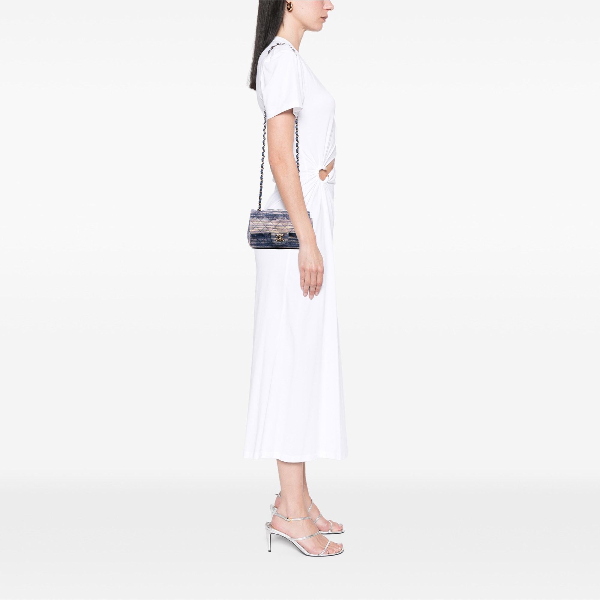 Chanel Mini Rectangular Multicolor Classic Denim Single Flap
