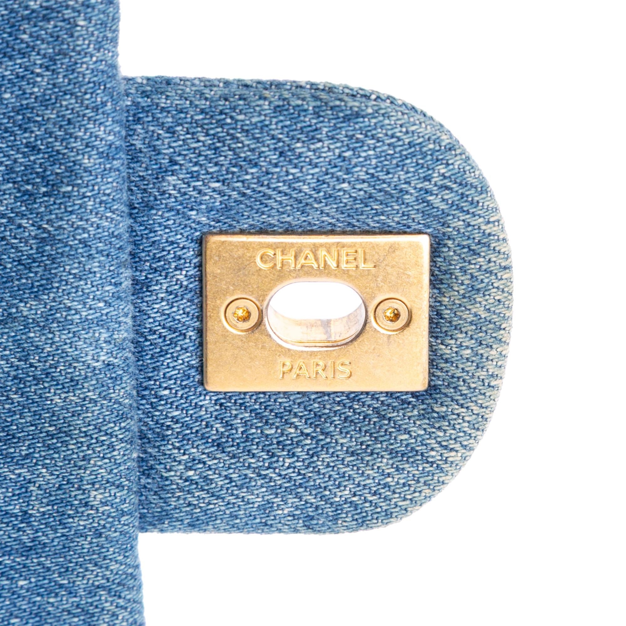 Chanel Mini Rectangular Quilted Denim Mood Flap