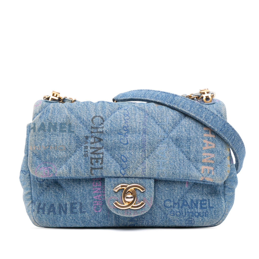 Chanel Mini Rectangular Quilted Denim Mood Flap