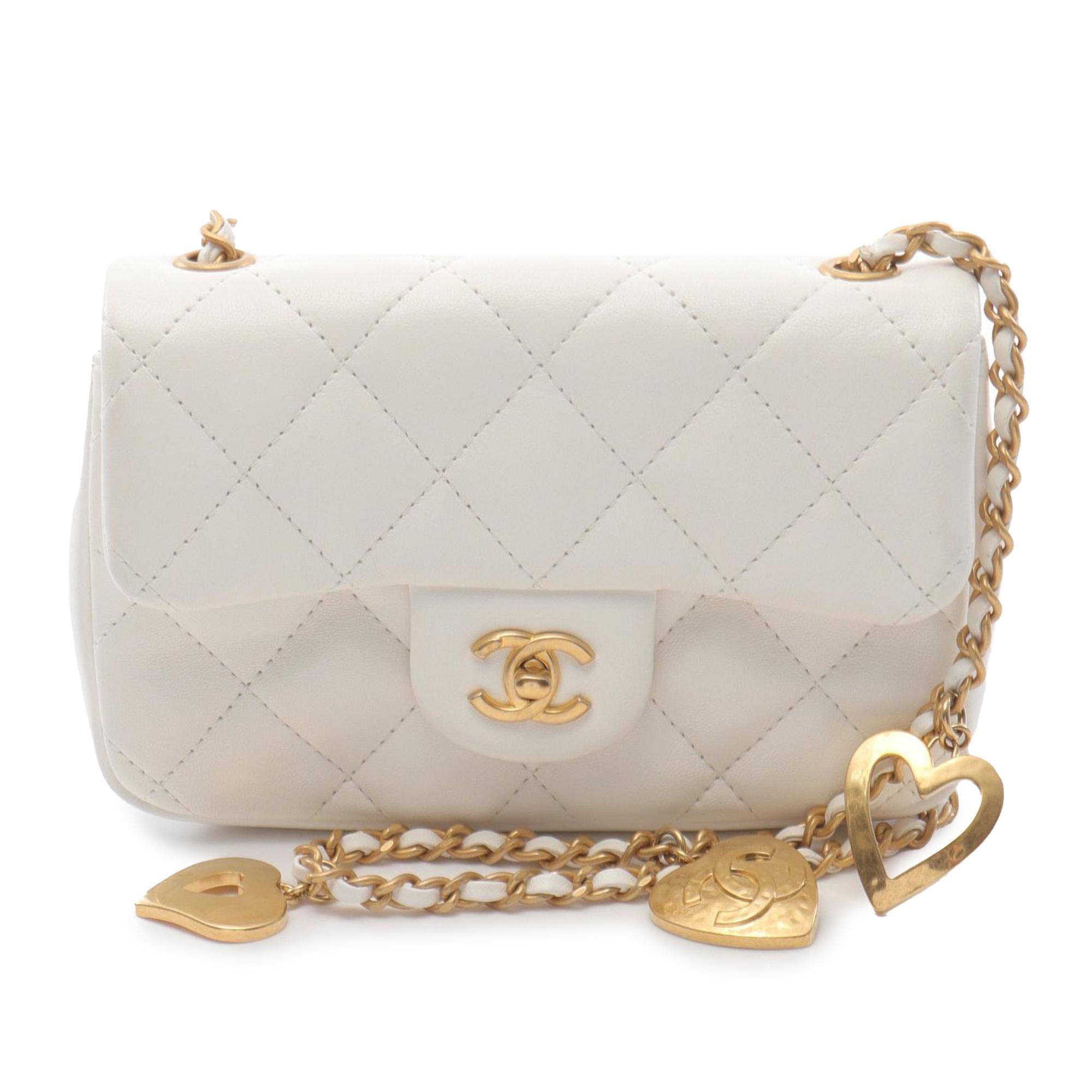 Chanel Mini Rectangular Quilted Lambskin Heart Charms Flap