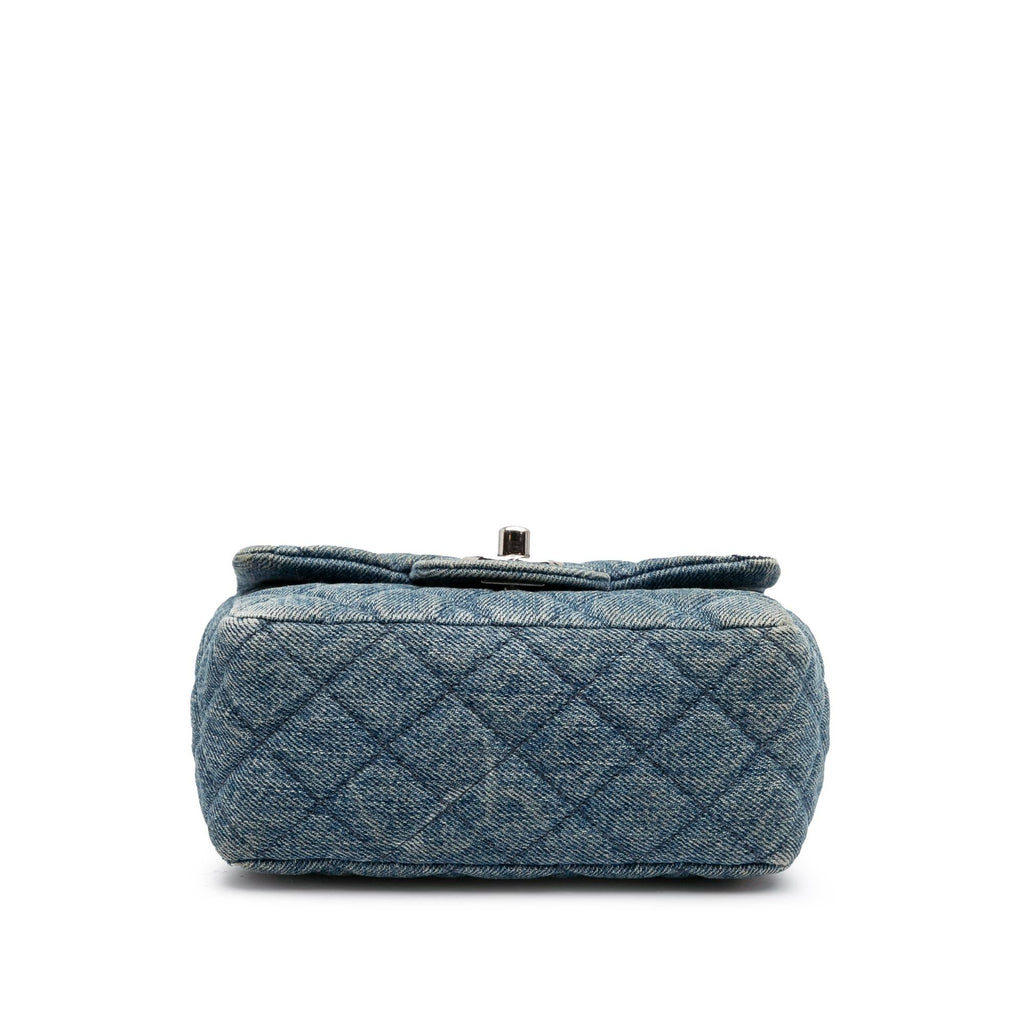 Chanel Mini Square CC Quilted Denim Single Flap