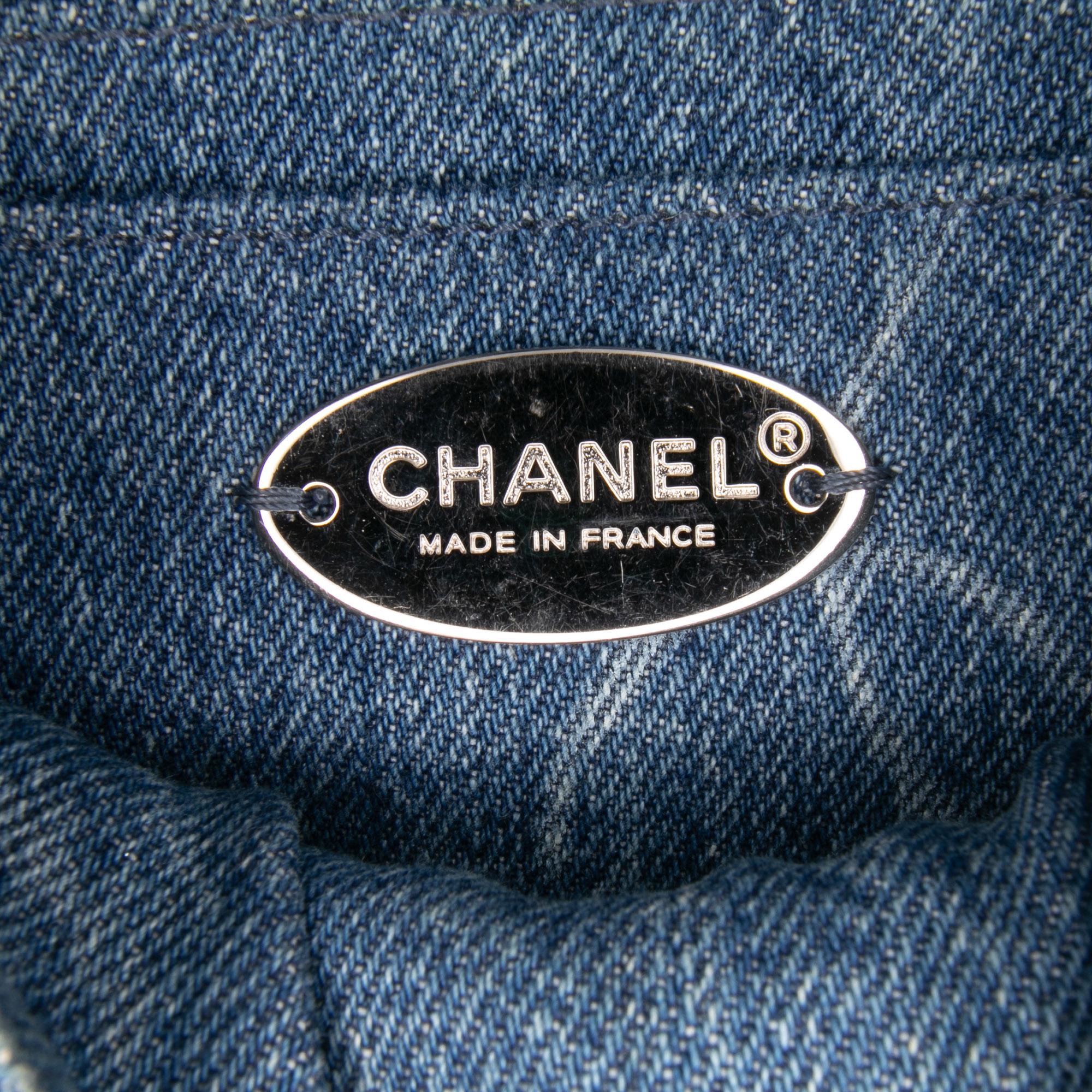Chanel Mini Square CC Quilted Denim Single Flap