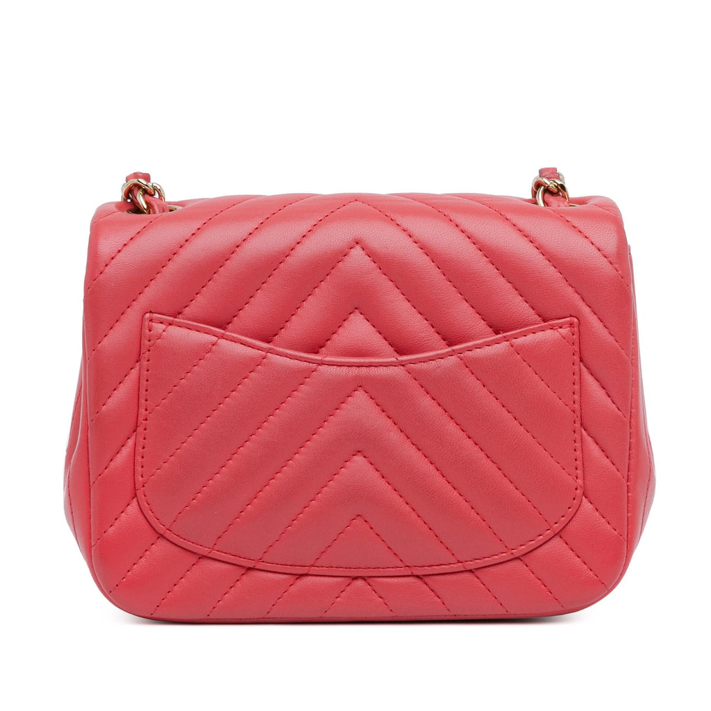 Chanel Mini Square Classic Chevron Lambskin Flap (SHG-8Ryymc)