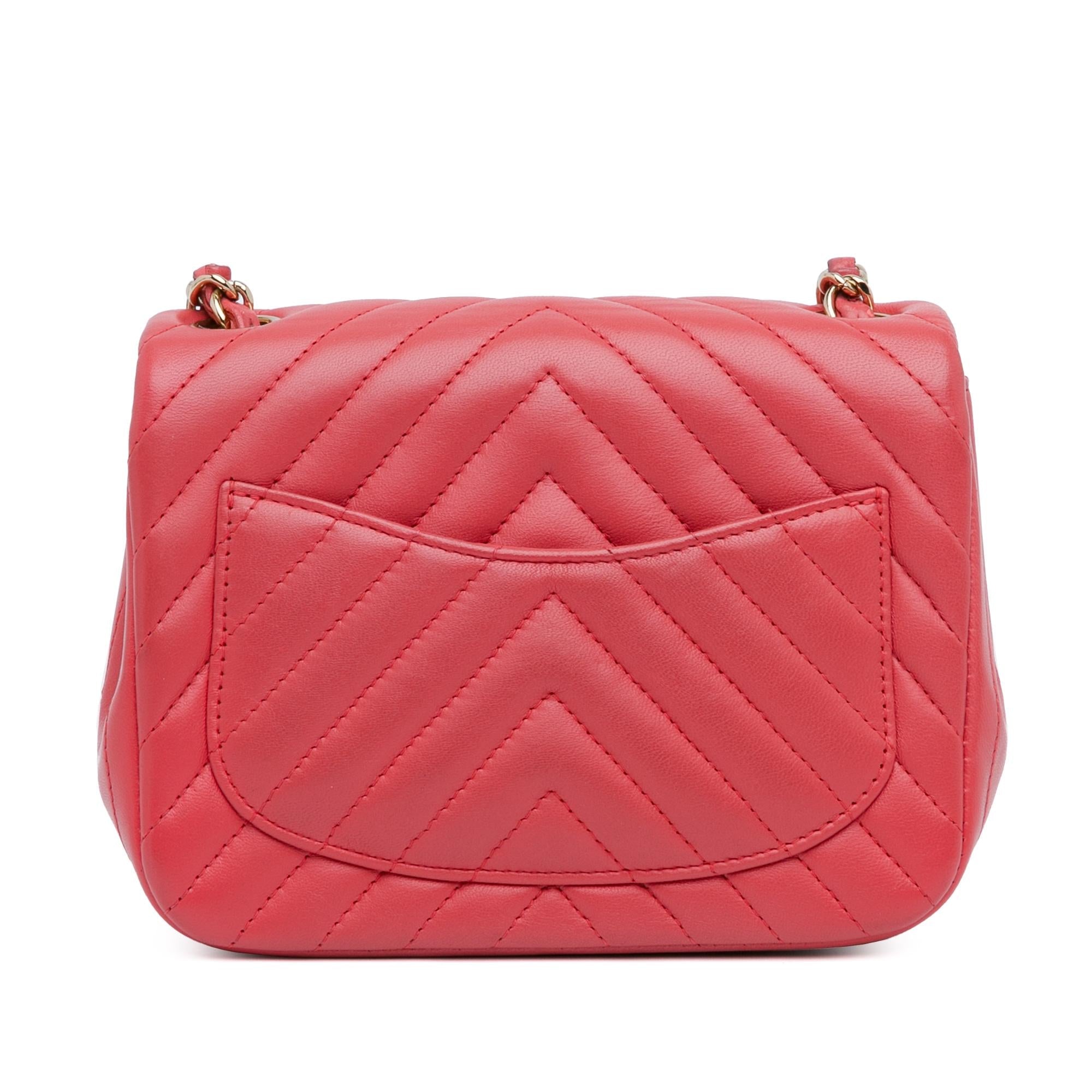 Chanel Mini Square Classic Chevron Lambskin Flap (SHG-8Ryymc)