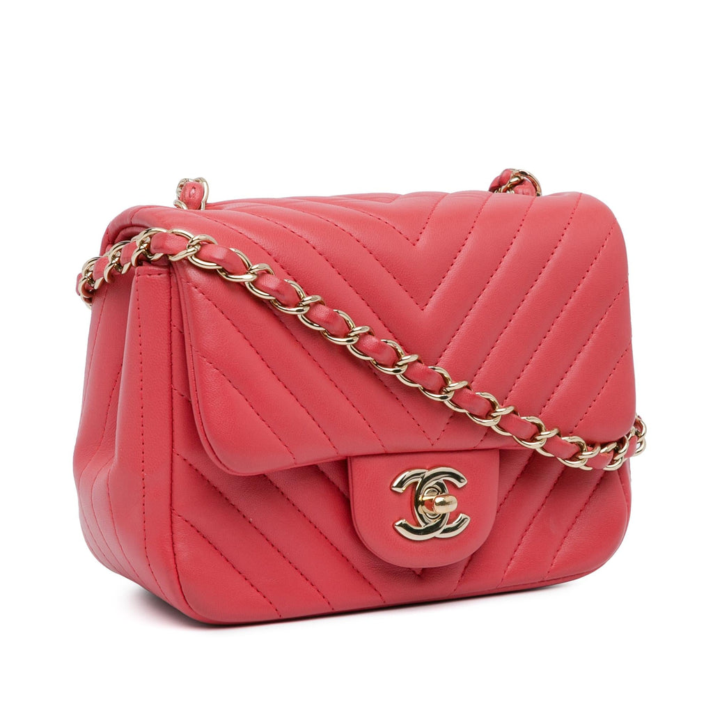 Chanel Mini Square Classic Chevron Lambskin Flap (SHG-8Ryymc)