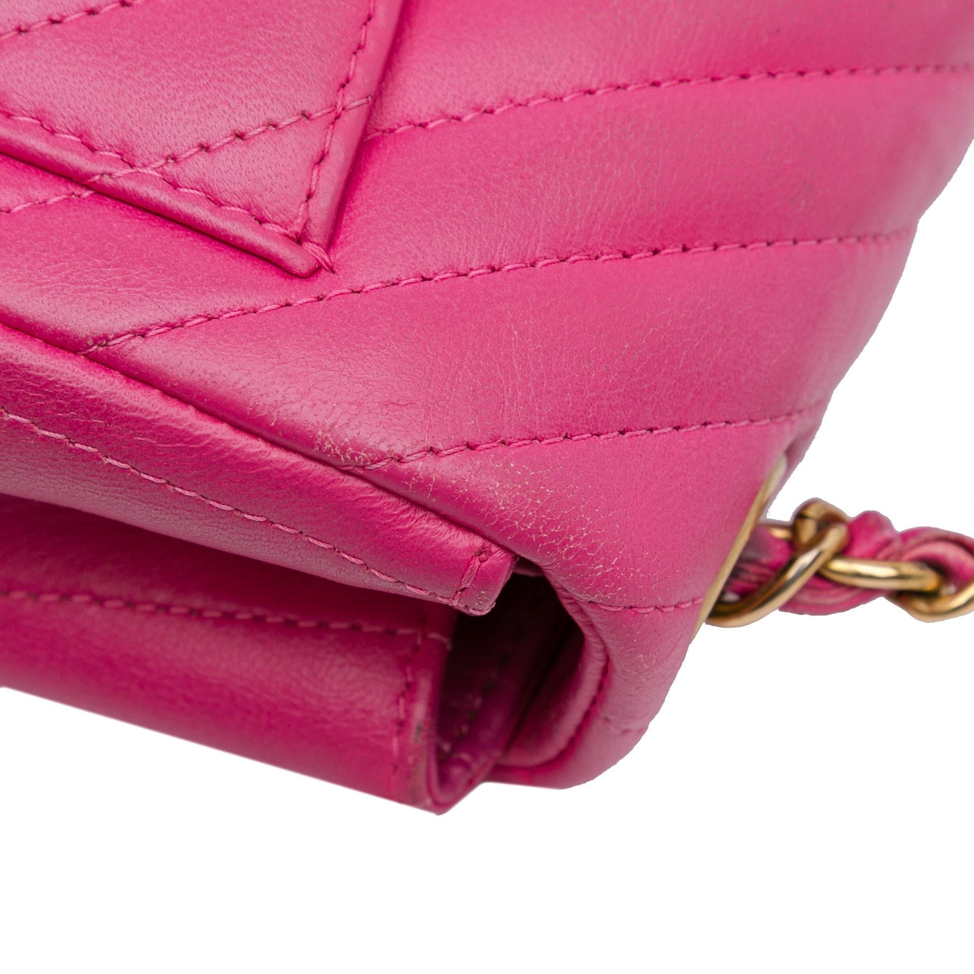 Chanel Mini Square Classic Chevron Lambskin Flap