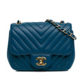 Chanel Mini Square Classic Chevron Lambskin Single Flap (SHG-Vx8JKw)