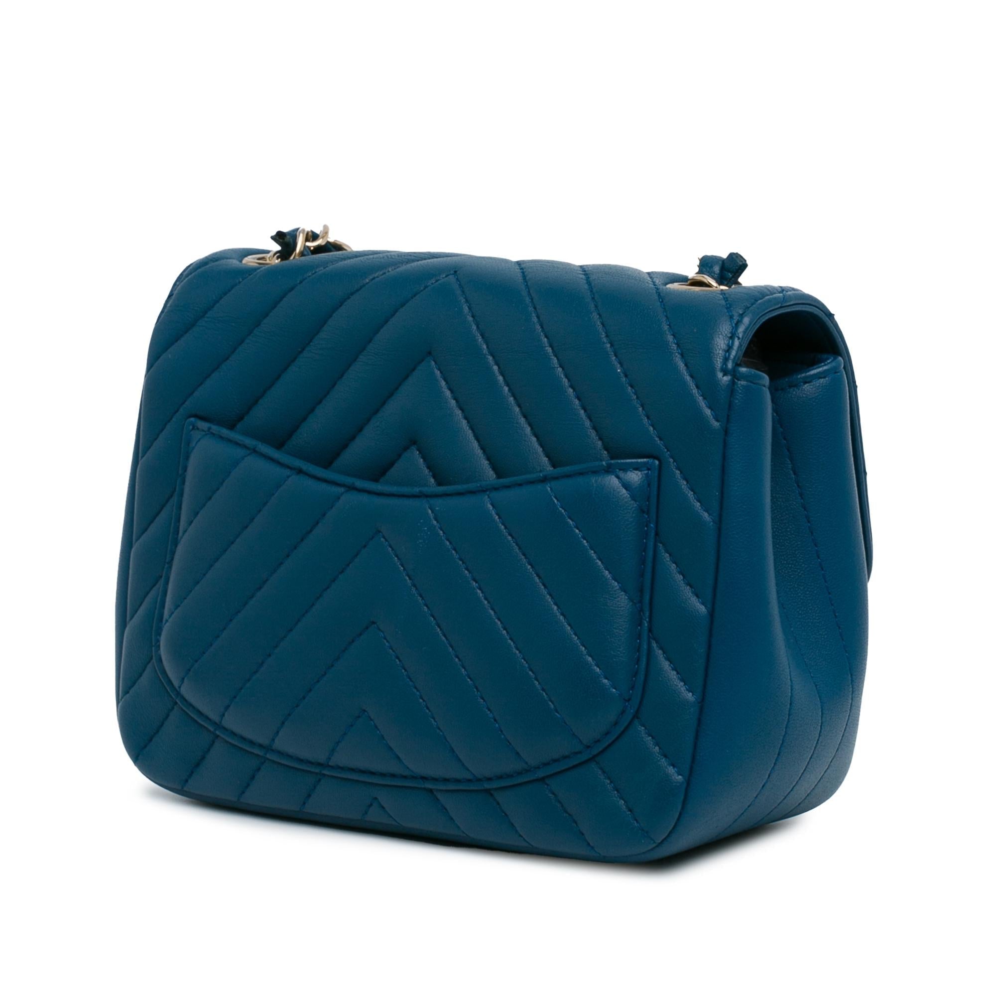 Chanel Mini Square Classic Chevron Lambskin Single Flap (SHG-Vx8JKw)