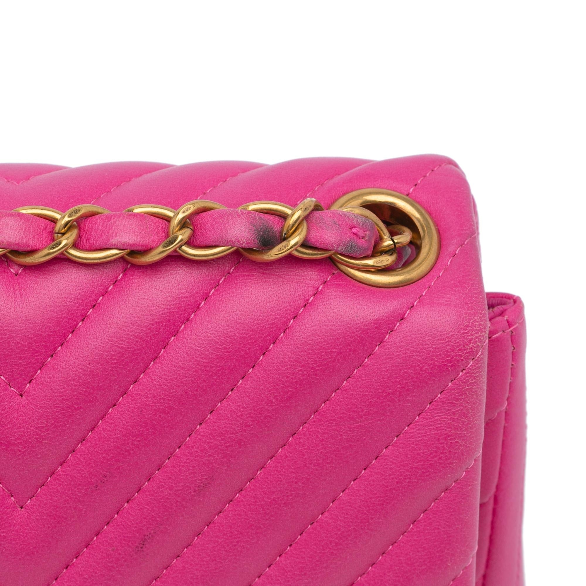 Chanel Mini Square Classic Chevron Lambskin Single Flap