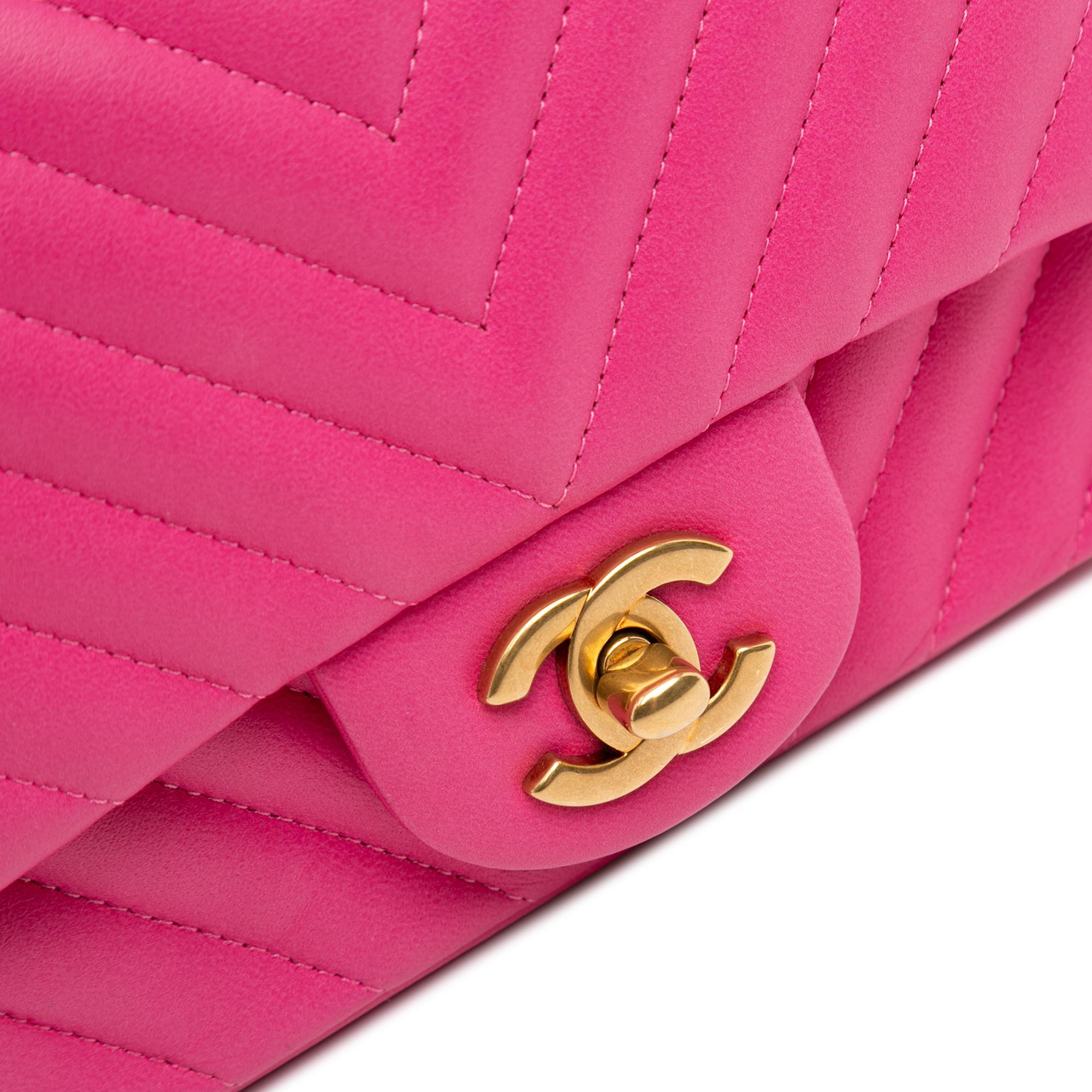 Chanel Mini Square Classic Chevron Lambskin Single Flap