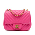 Chanel Mini Square Classic Chevron Lambskin Single Flap